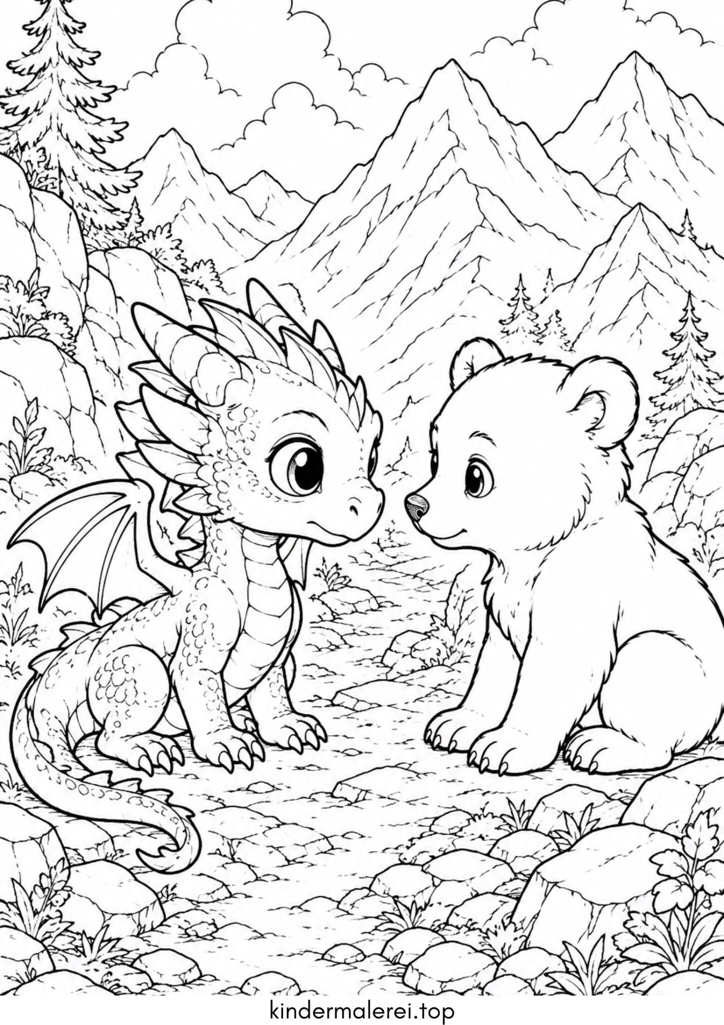 Ausmalbild zum Ausdrucken Baby-Drache