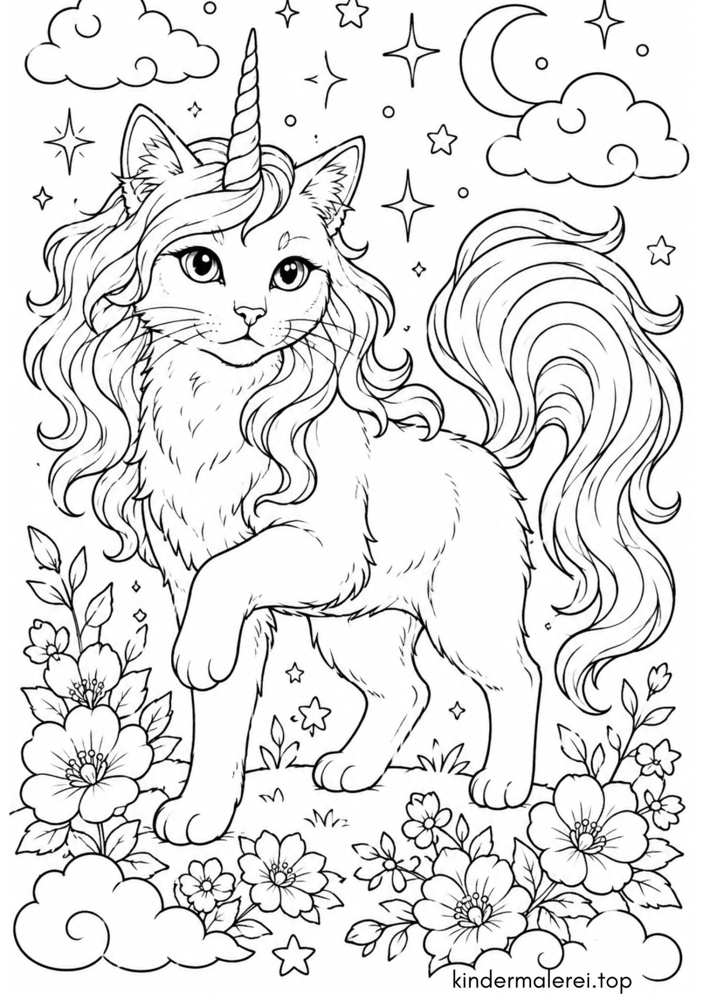 Ausmalbild zum Ausdrucken Caticorn
