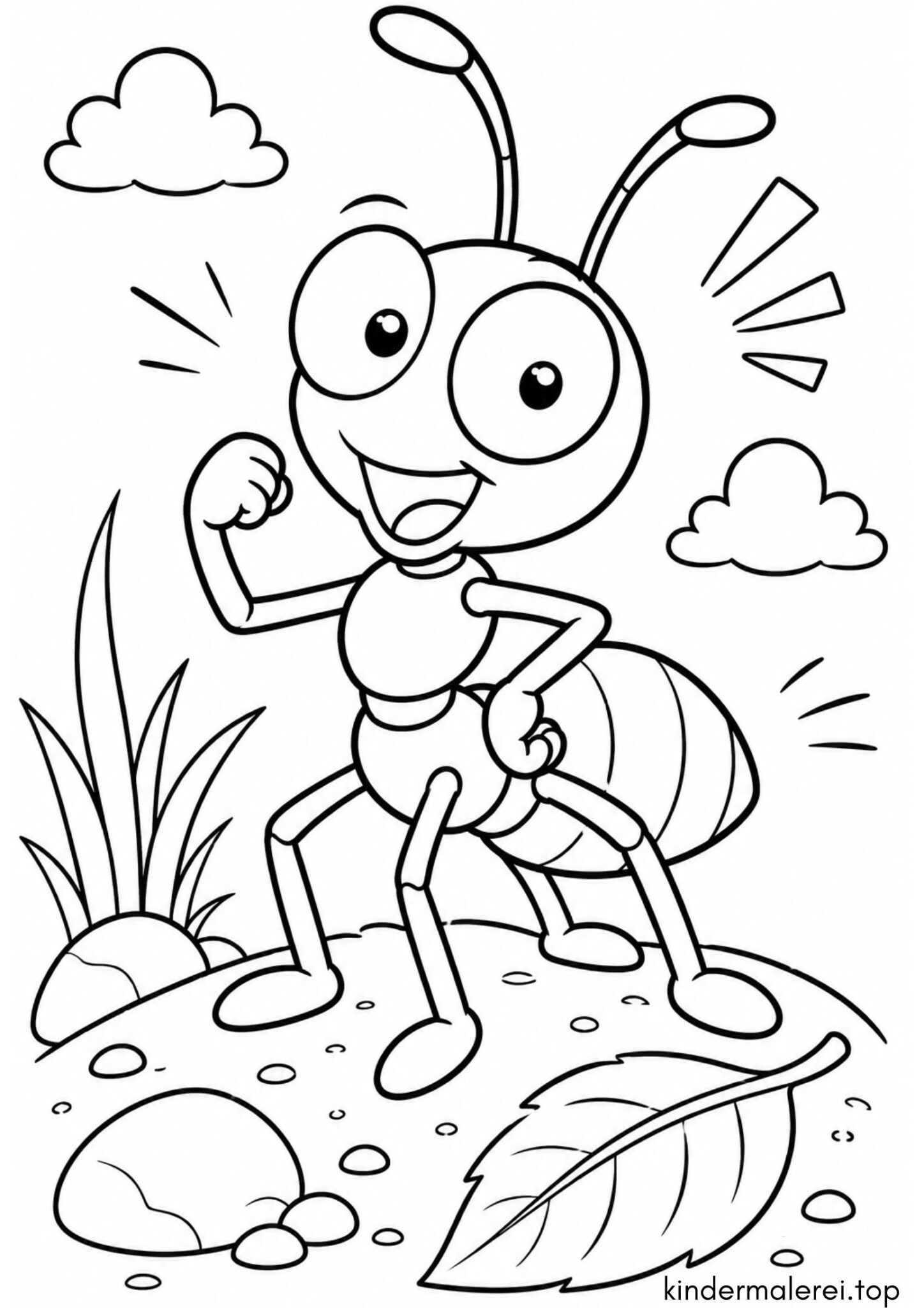 Ausmalbild zum Ausdrucken Comic-Ameise Ausmalbild zum Ausdrucken Comic-Ameise