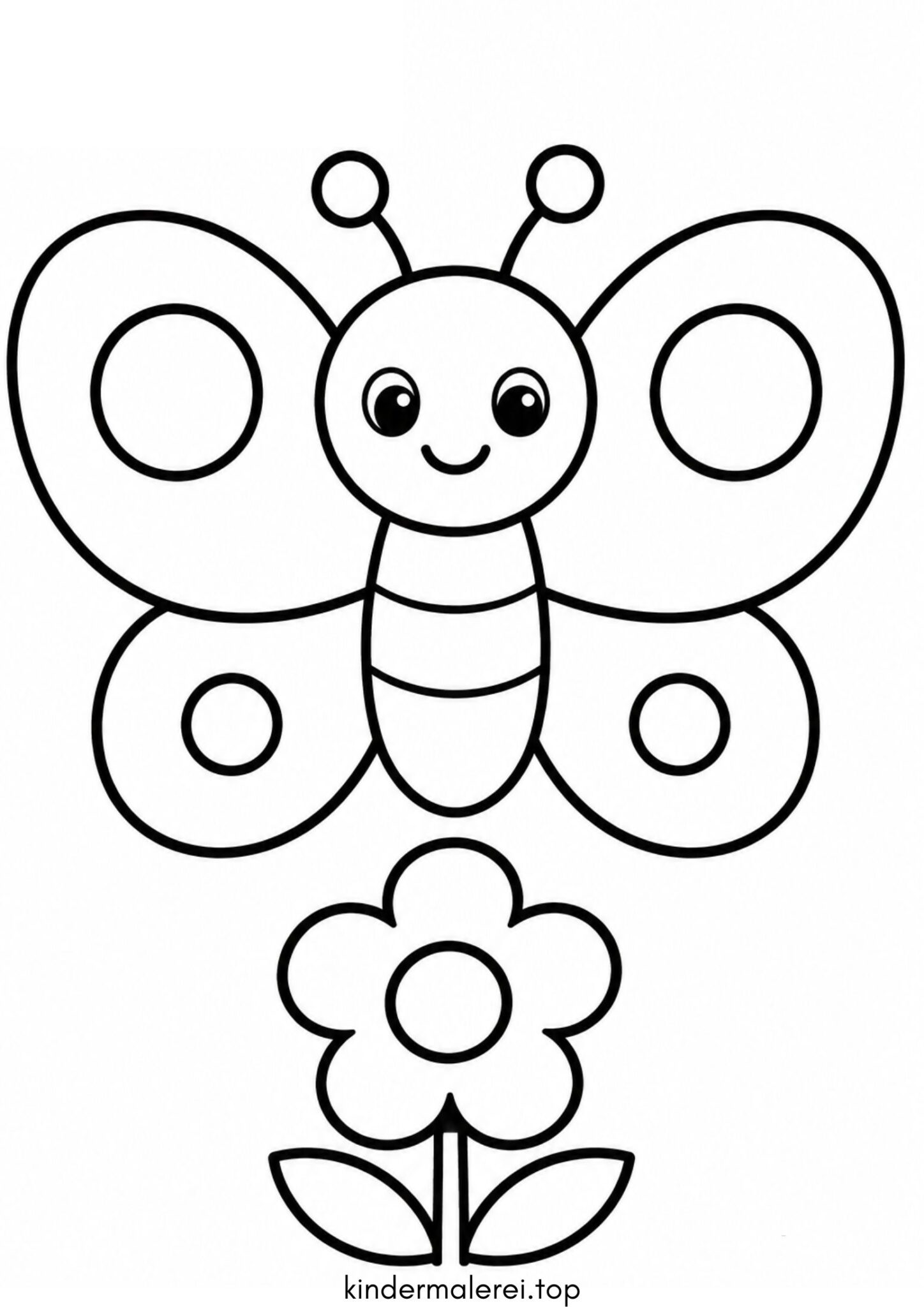 Ausmalbild zum Ausdrucken Einfacher Schmetterling für Kleinkinder