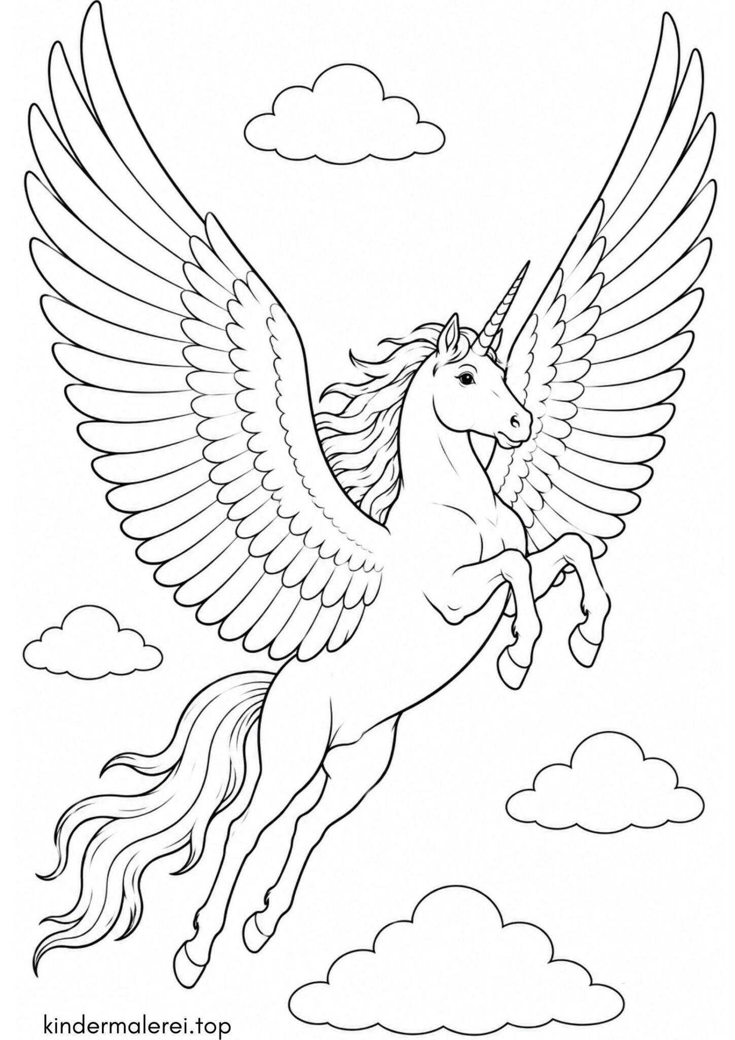 Ausmalbild zum Ausdrucken Einhorn mit Flügeln Ausmalbild zum Ausdrucken Einhorn mit Flügeln