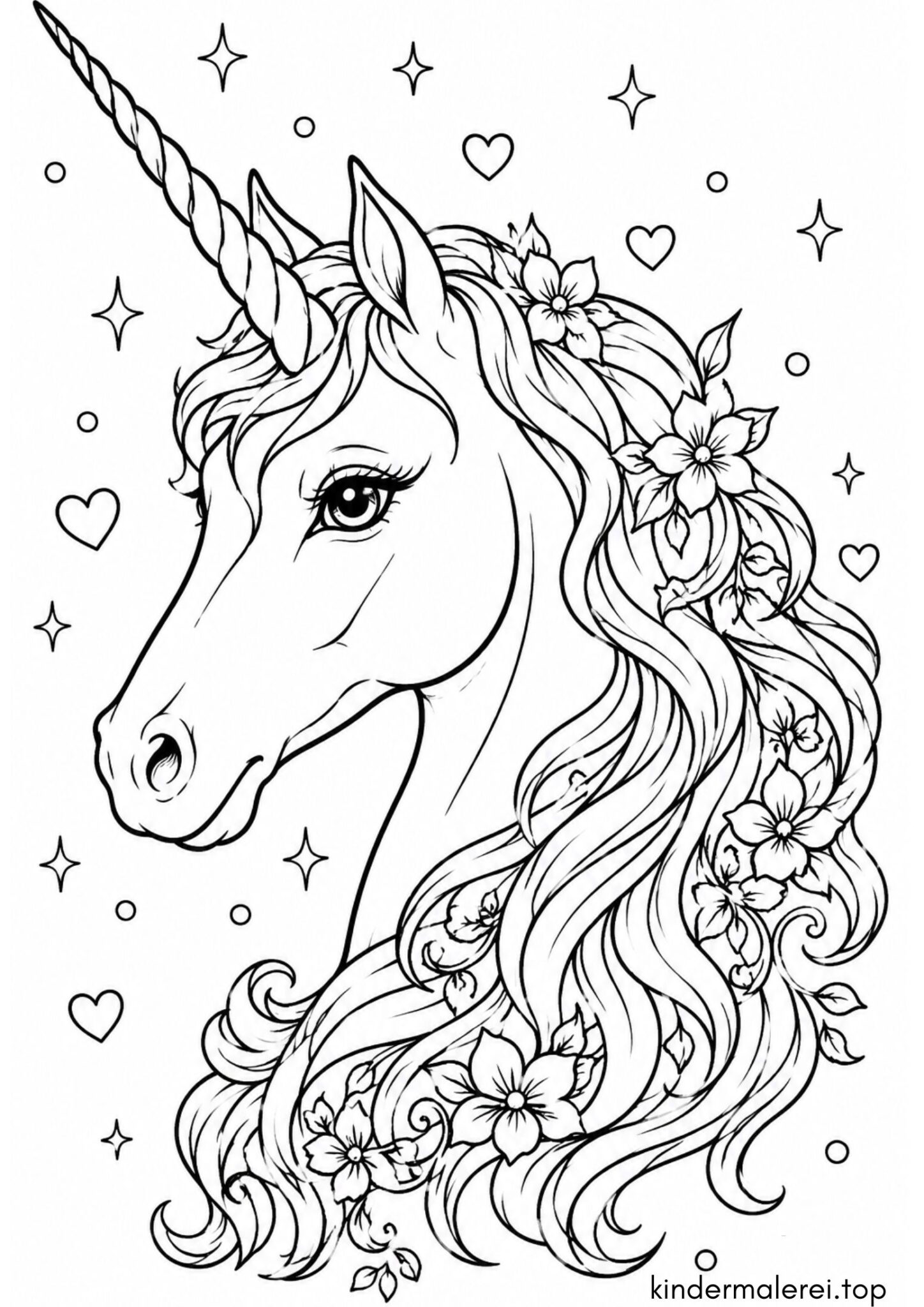 Ausmalbild zum Ausdrucken Einhornkopf Ausmalbild zum Ausdrucken Einhornkopf