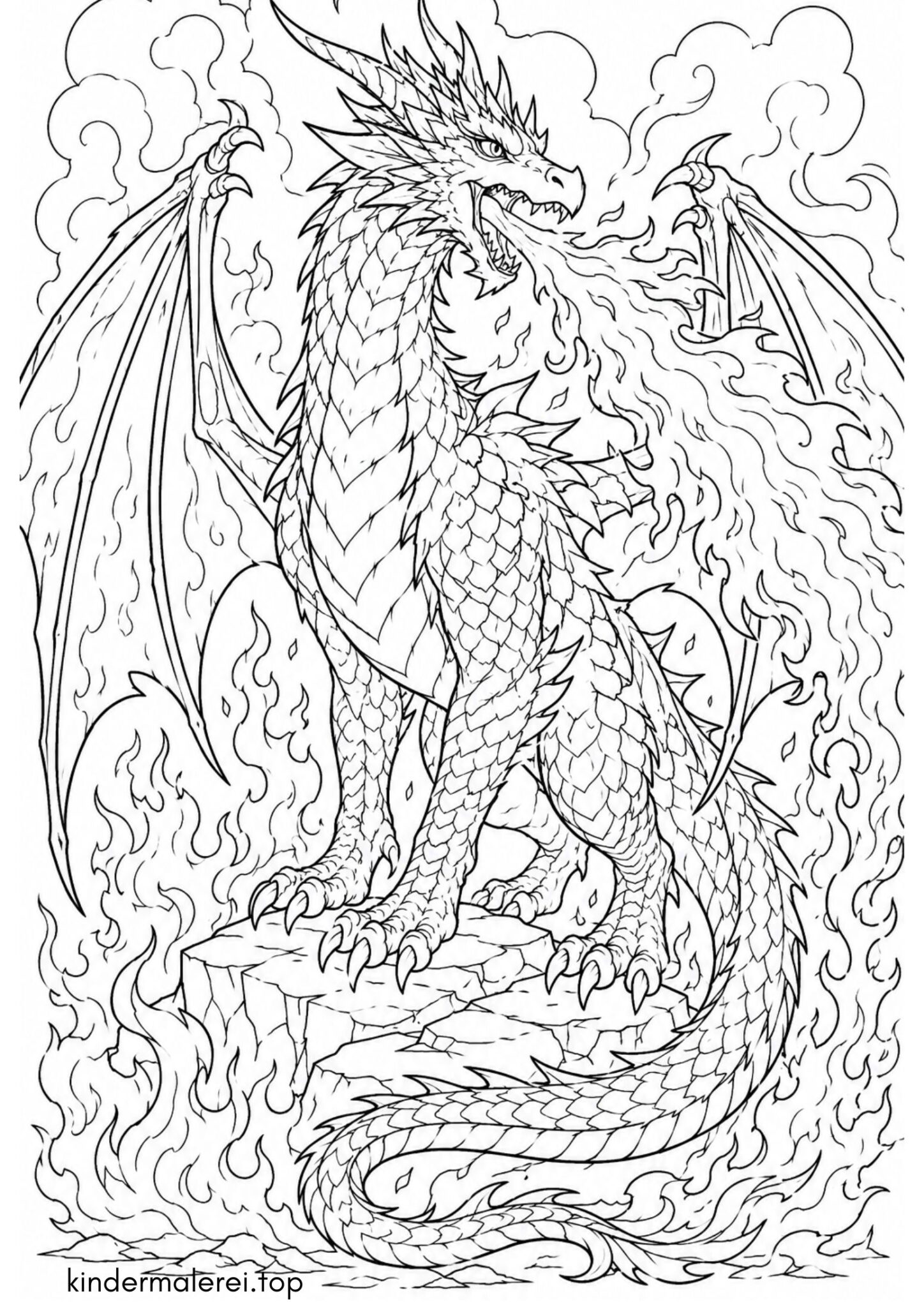 Ausmalbild zum Ausdrucken Feuerdrache