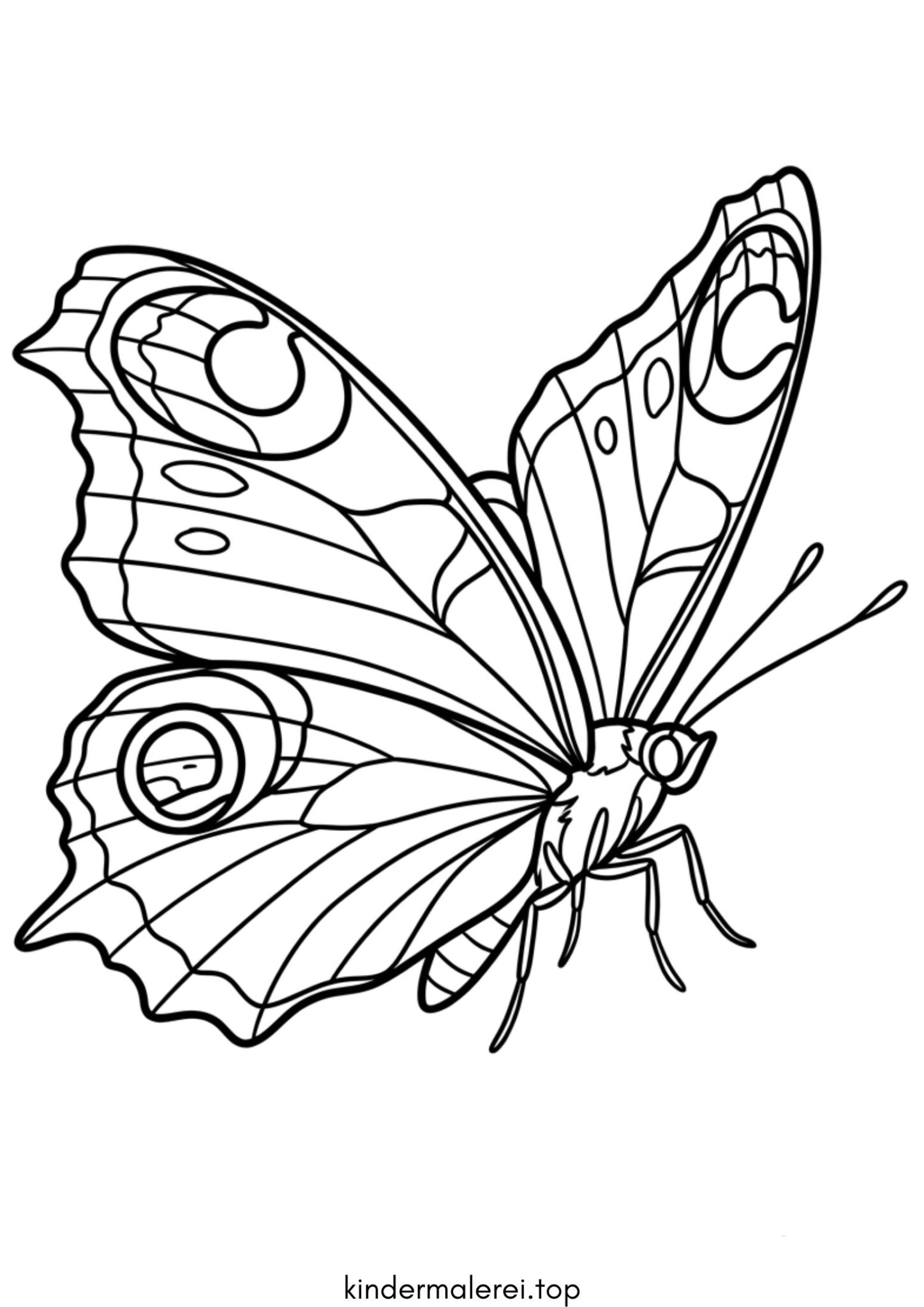Ausmalbild zum Ausdrucken Fliegender Schmetterling