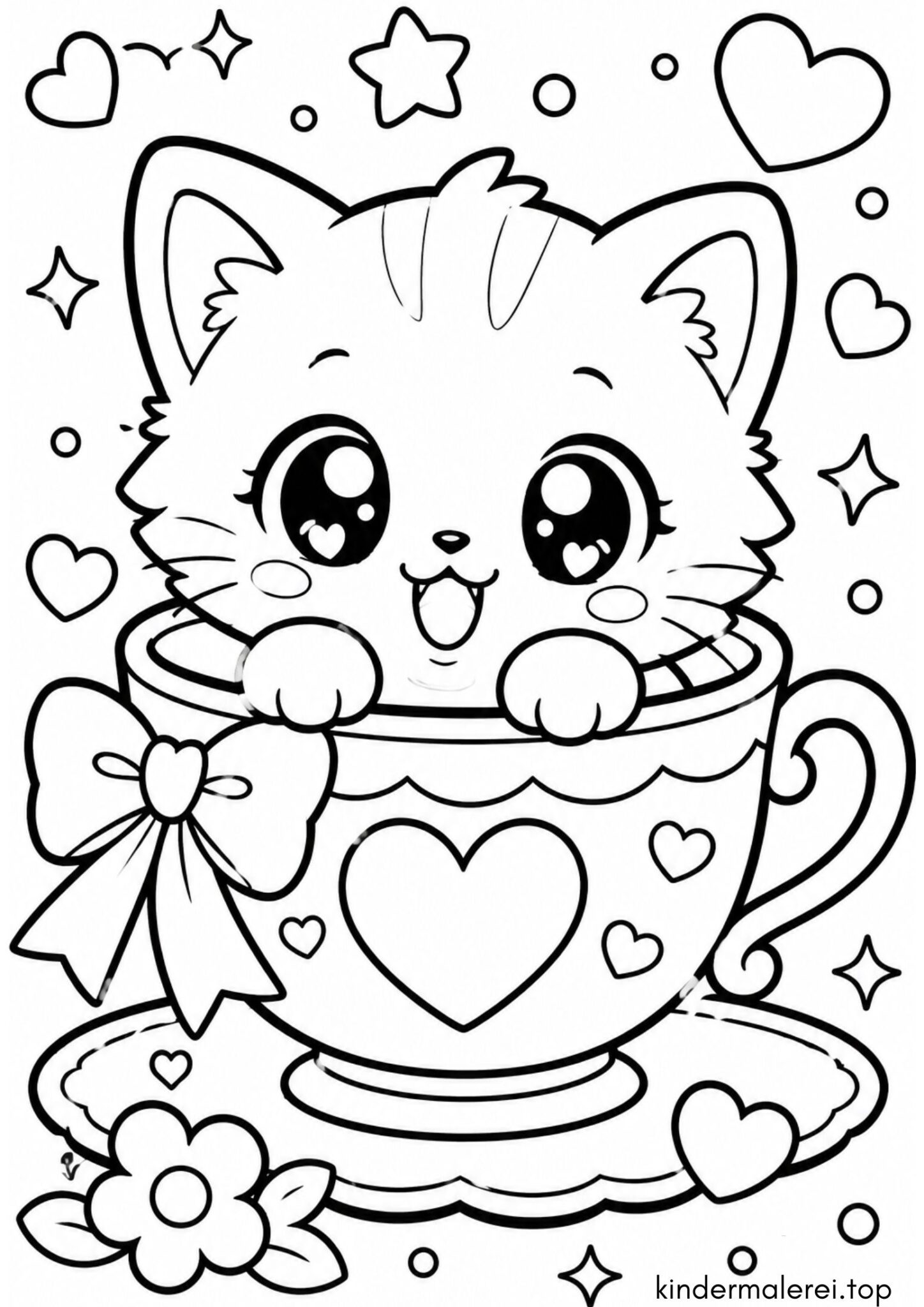 Ausmalbild zum Ausdrucken Kawaii-Katze Ausmalbild zum Ausdrucken Kawaii-Katze
