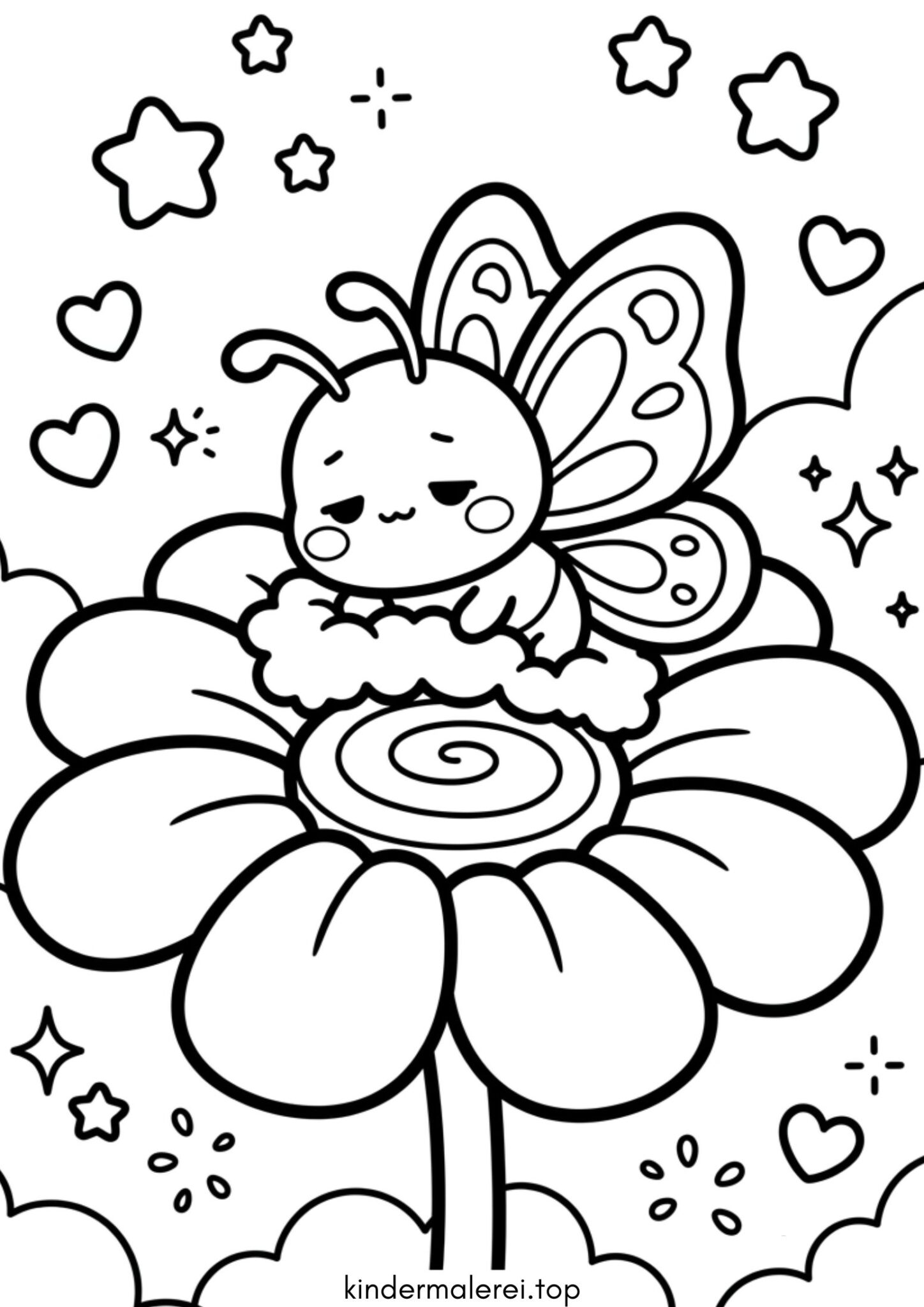 Ausmalbild zum Ausdrucken Kawaii-Schmetterling Ausmalbild zum Ausdrucken Kawaii-Schmetterling