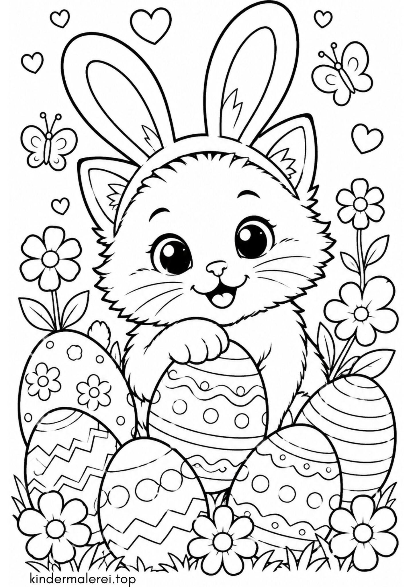 Ausmalbild zum Ausdrucken Osterkatze Ausmalbild zum Ausdrucken Osterkatze