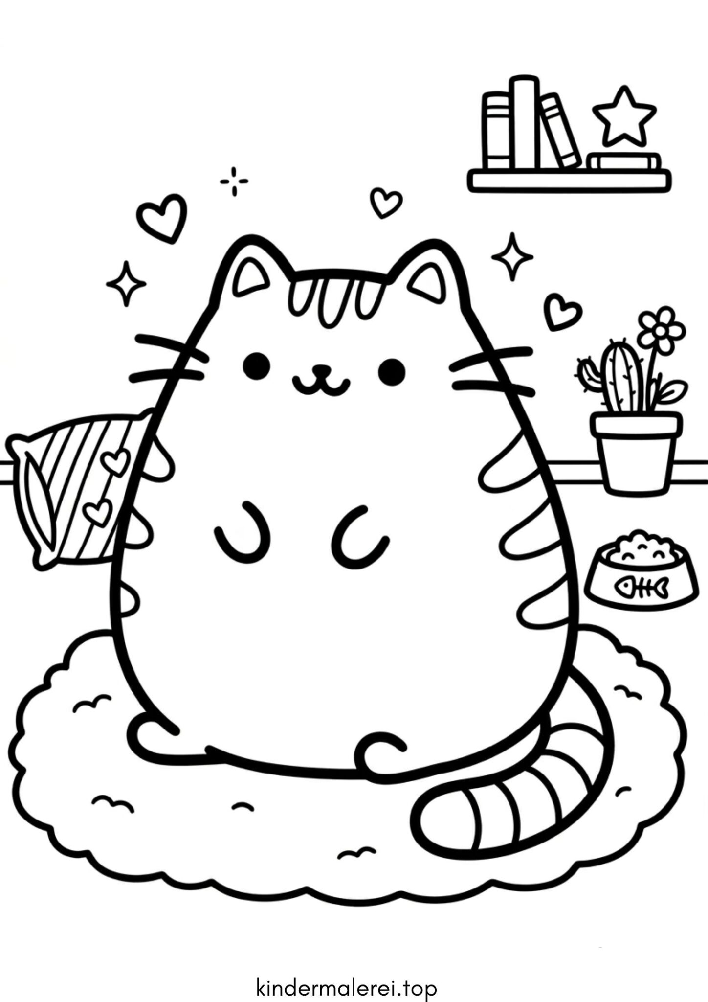 Ausmalbild zum Ausdrucken Pusheen Katze