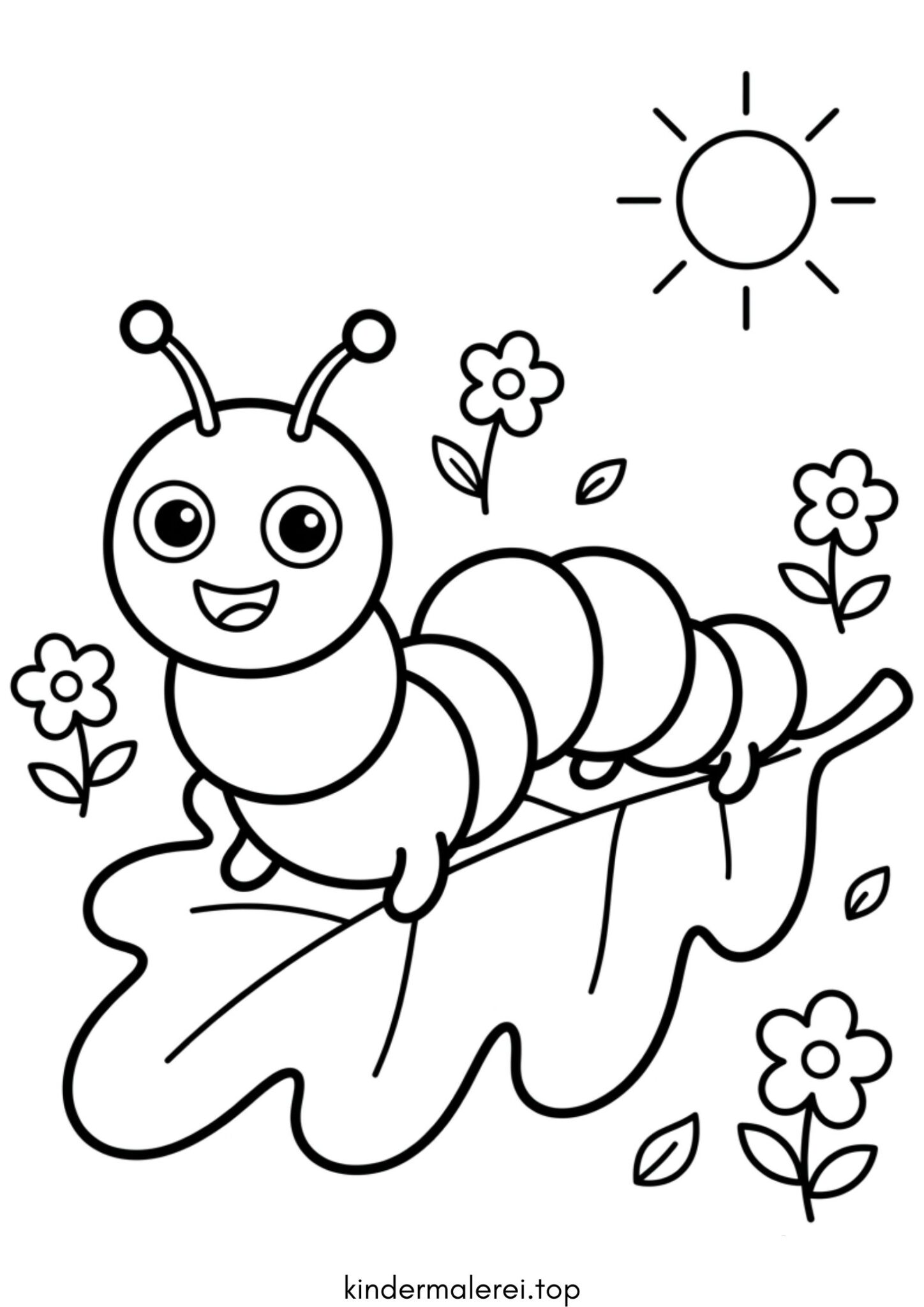 Ausmalbild zum Ausdrucken Süße Raupe Ausmalbild zum Ausdrucken Süße Raupe