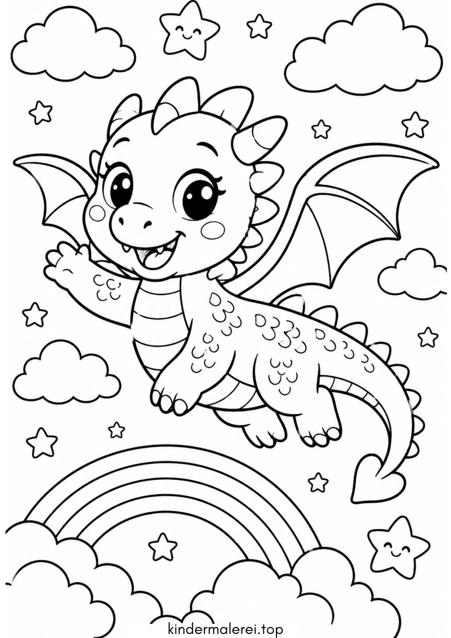Ausmalbild zum Ausdrucken Süßer Drache