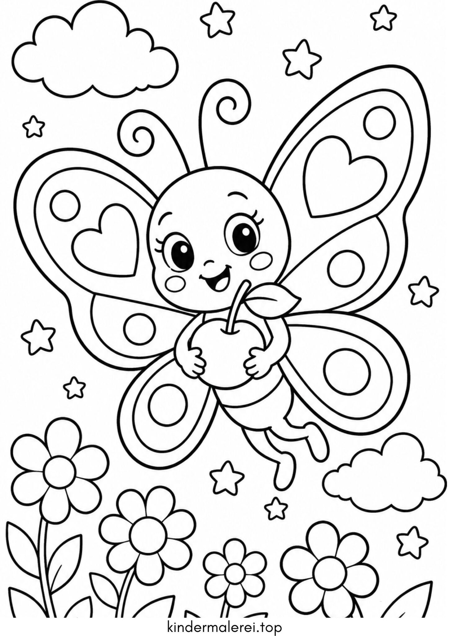 Ausmalbild zum Ausdrucken Süßer Schmetterling