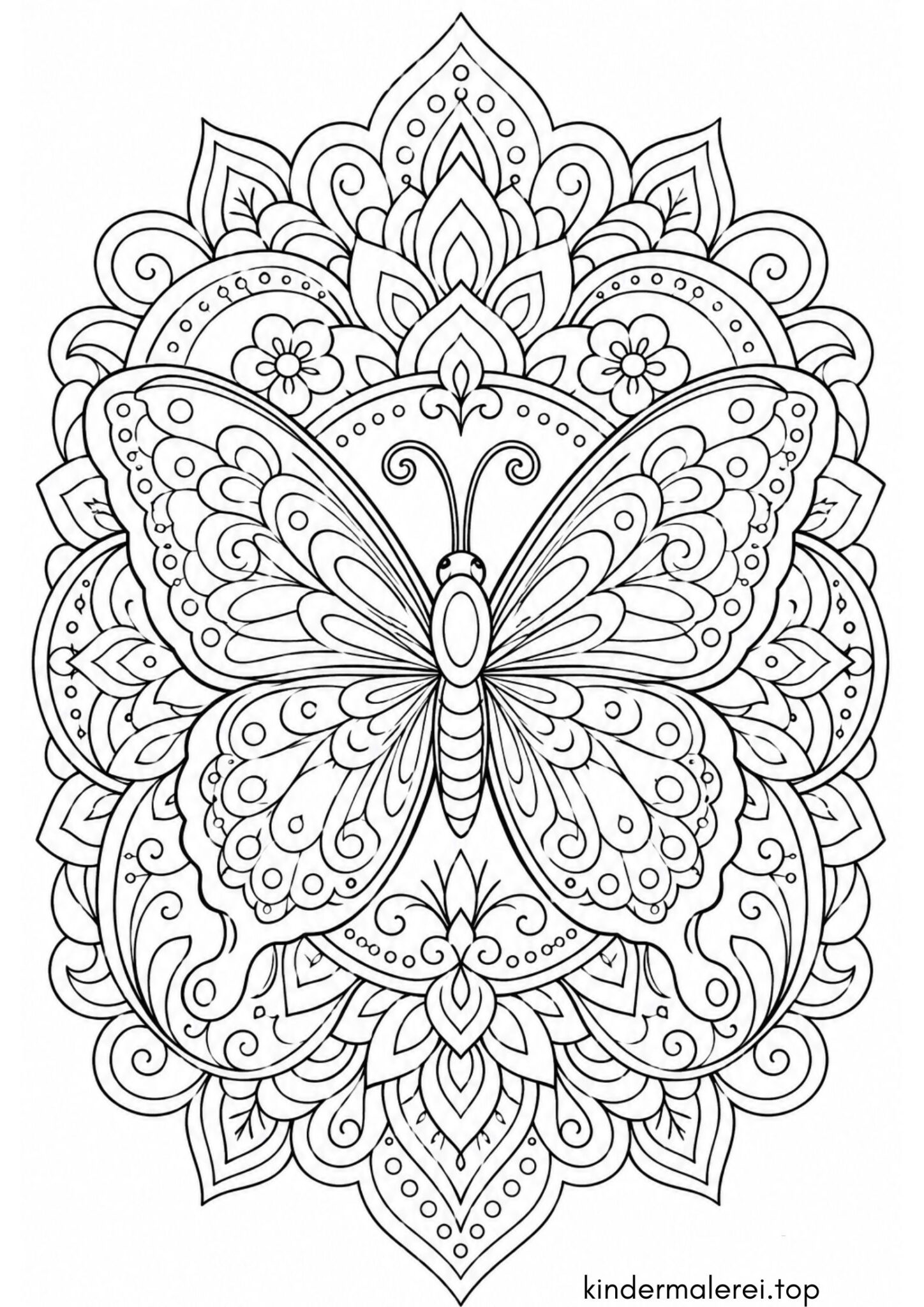 Ausmalbild zum Ausdrucken Schmetterling Mandala