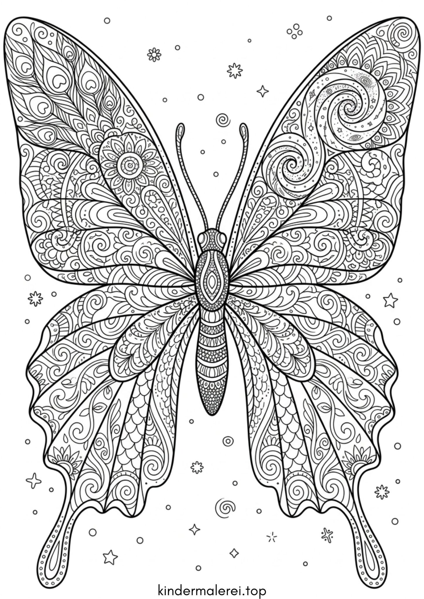 Ausmalbild zum Ausdrucken Zentangle Schmetterling