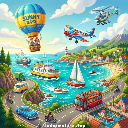 Ausmalbilder - Transportmittel 🚁🚍🚜