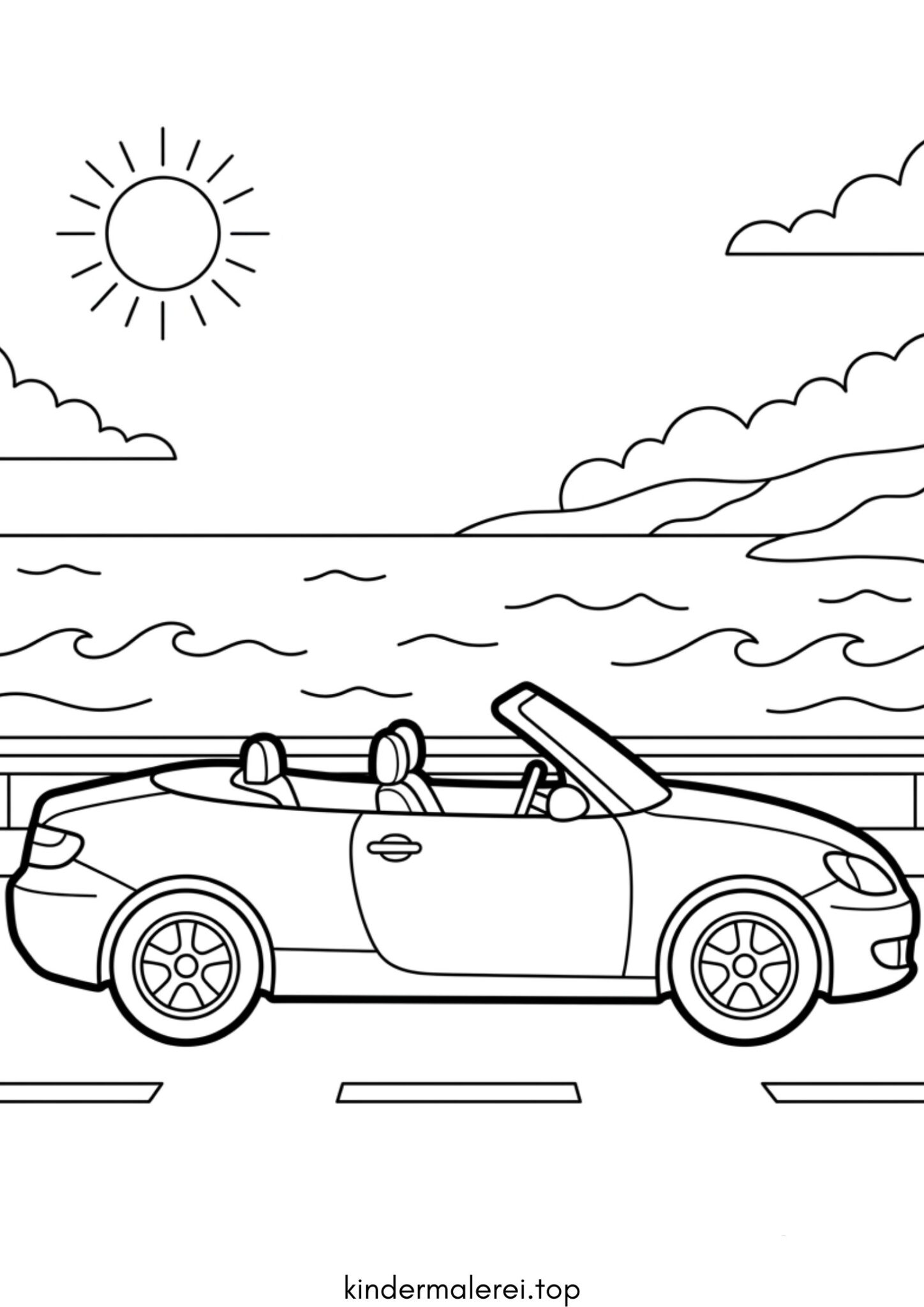 Ausmalbild zum Ausdrucken Cabrio (Cabriolet)