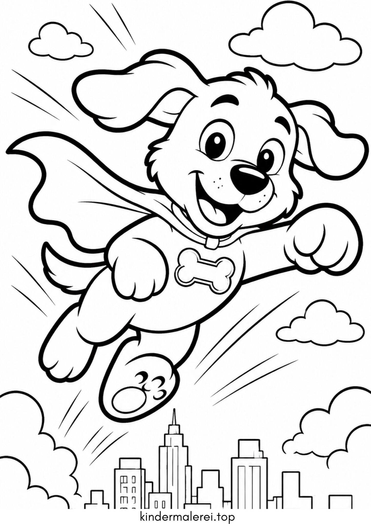 Ausmalbild zum Ausdrucken Cartoon-Hund (Comic-Hund)