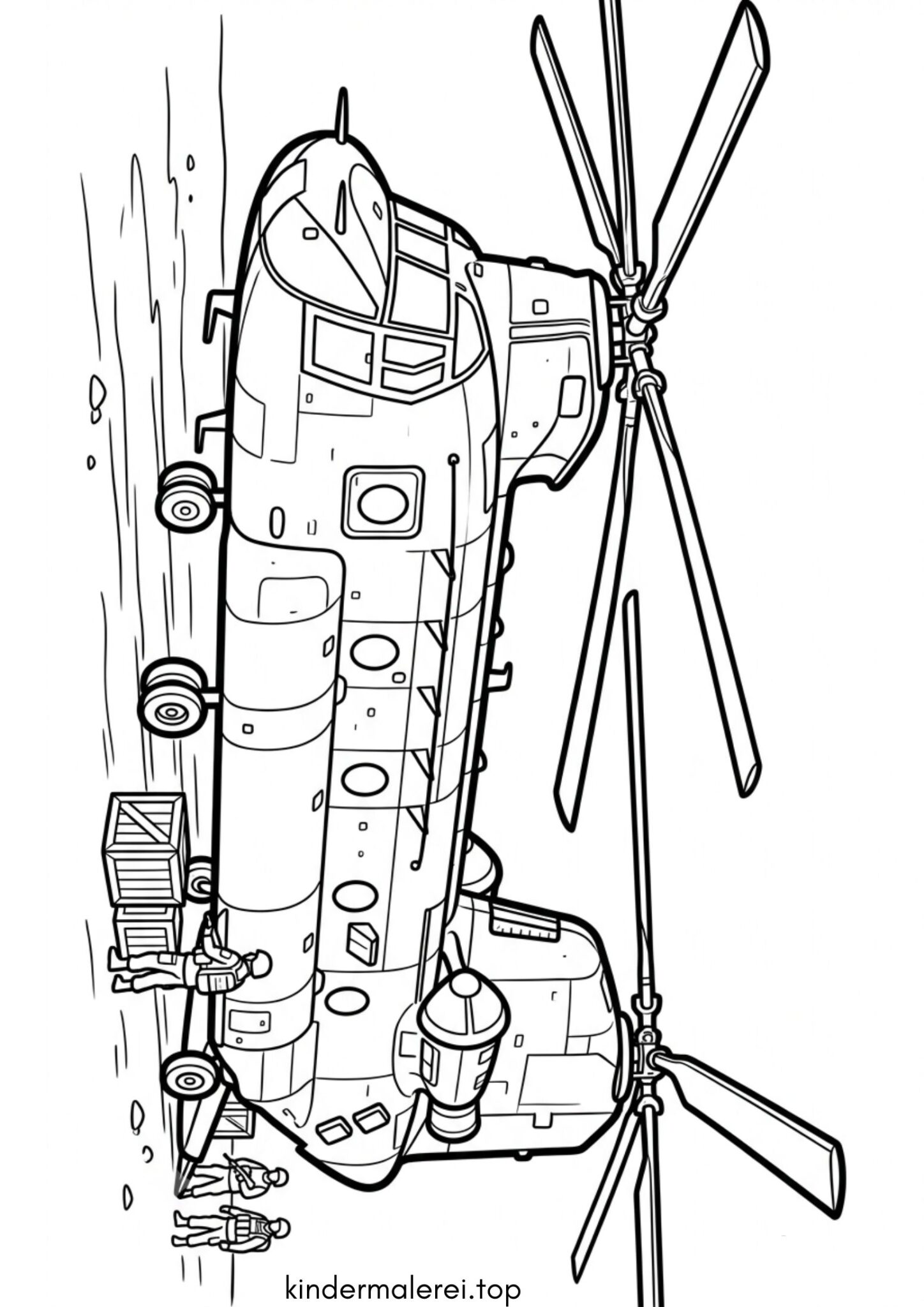 Ausmalbild zum Ausdrucken Chinook Hubschrauber / Transporthubschrauber