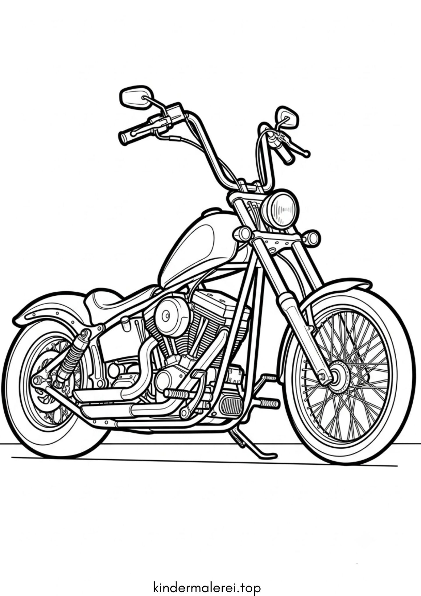 Ausmalbild zum Ausdrucken Chopper-Motorrad