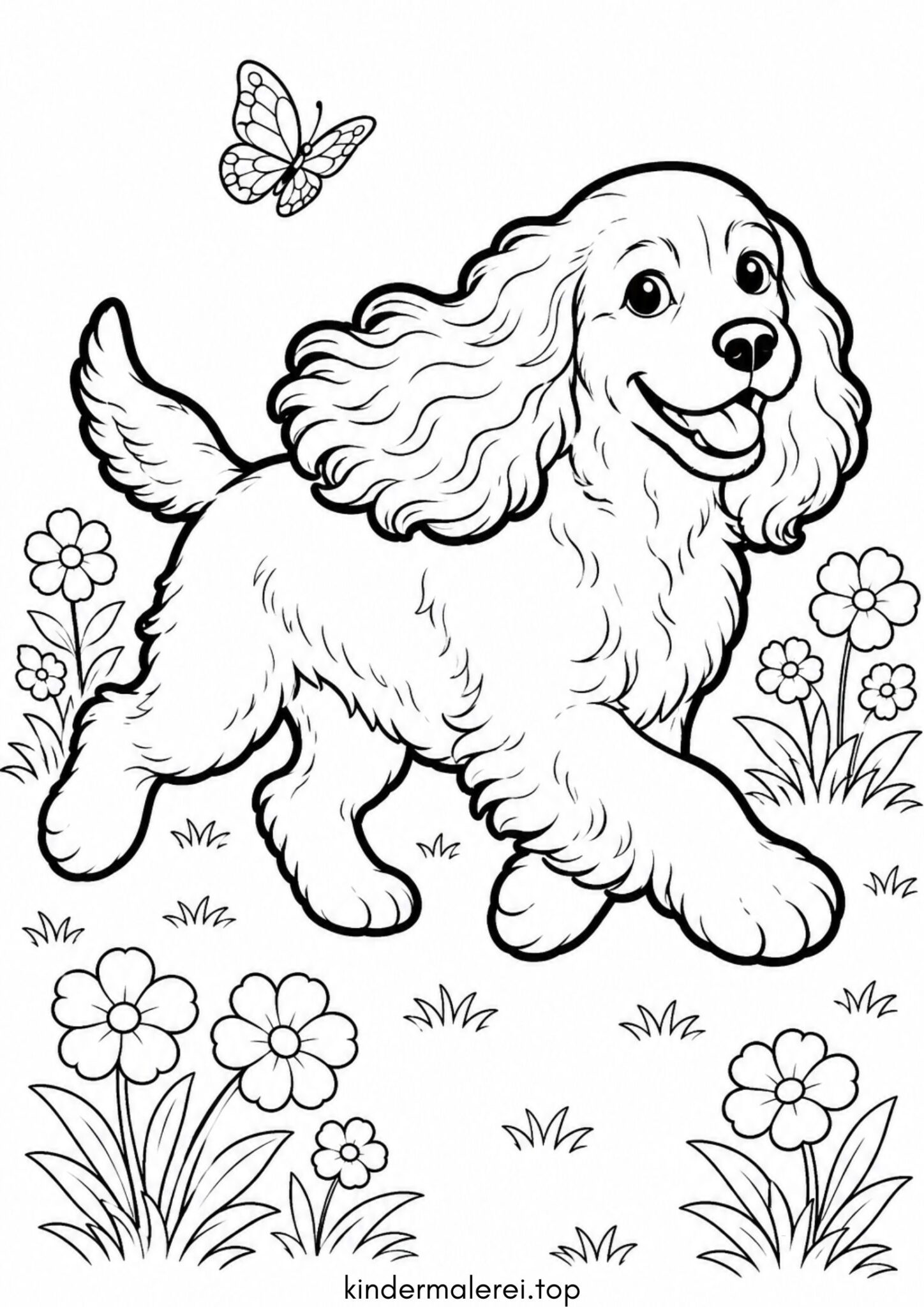 Ausmalbild zum Ausdrucken Cocker Spaniel