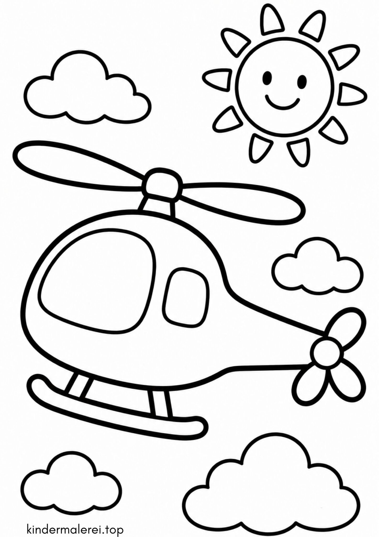 Ausmalbild zum Ausdrucken Einfacher Hubschrauber für Kleinkinder