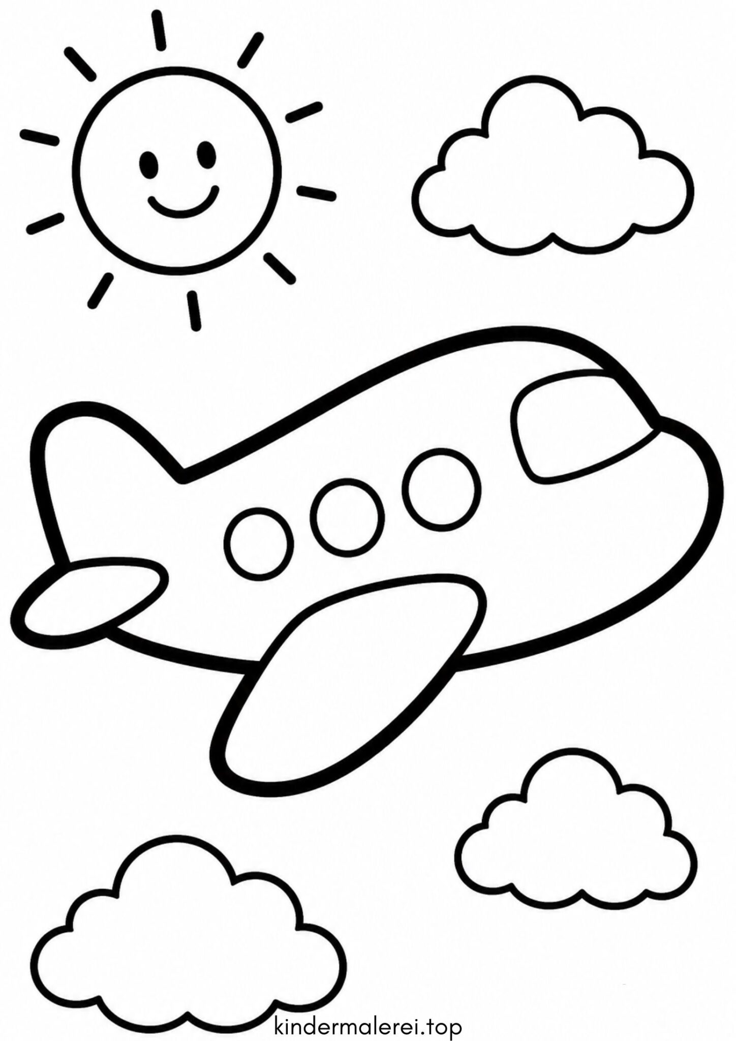 Ausmalbild zum Ausdrucken Einfaches Flugzeug für Kleinkinder
