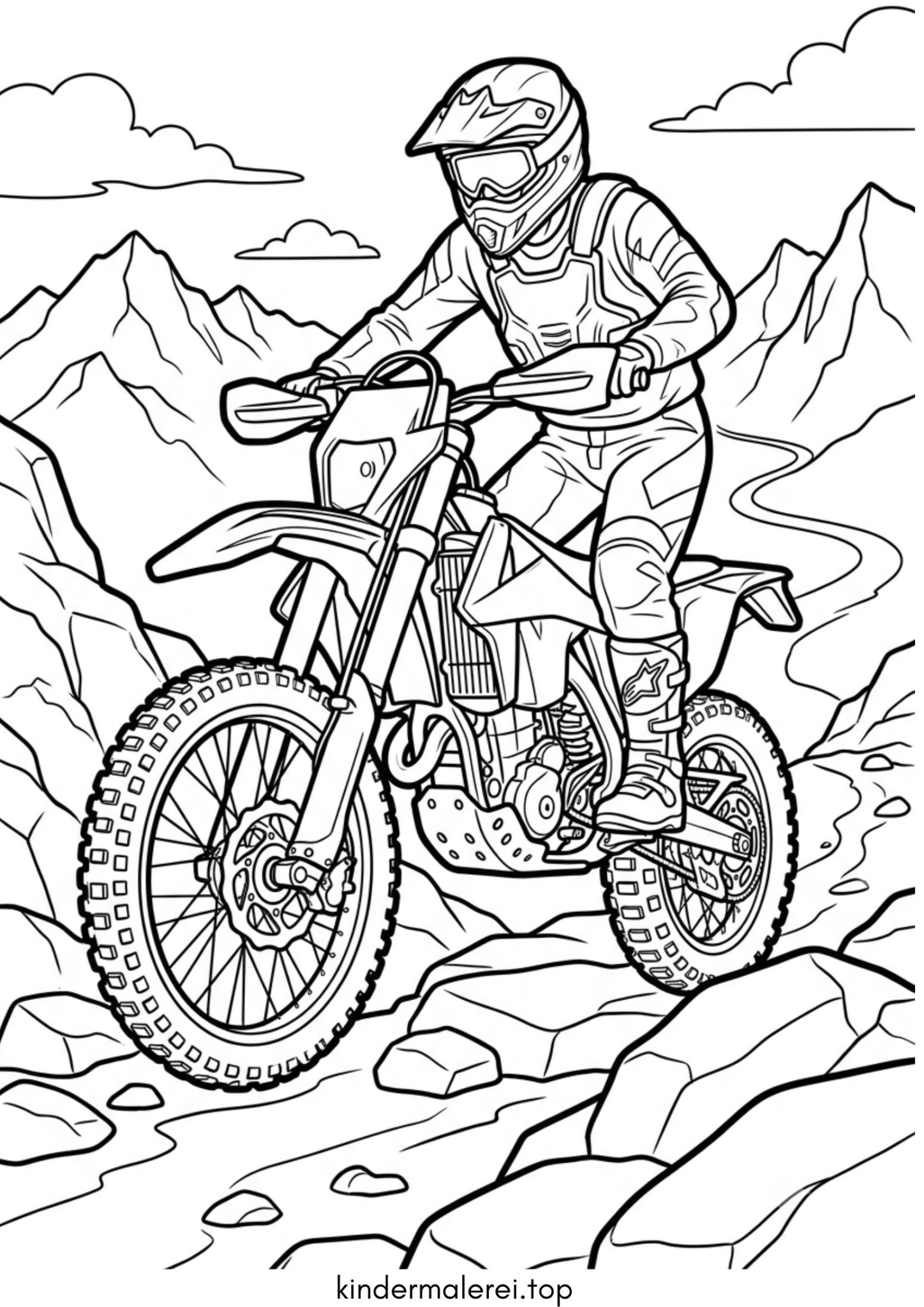Ausmalbild zum Ausdrucken Enduro-Motorrad