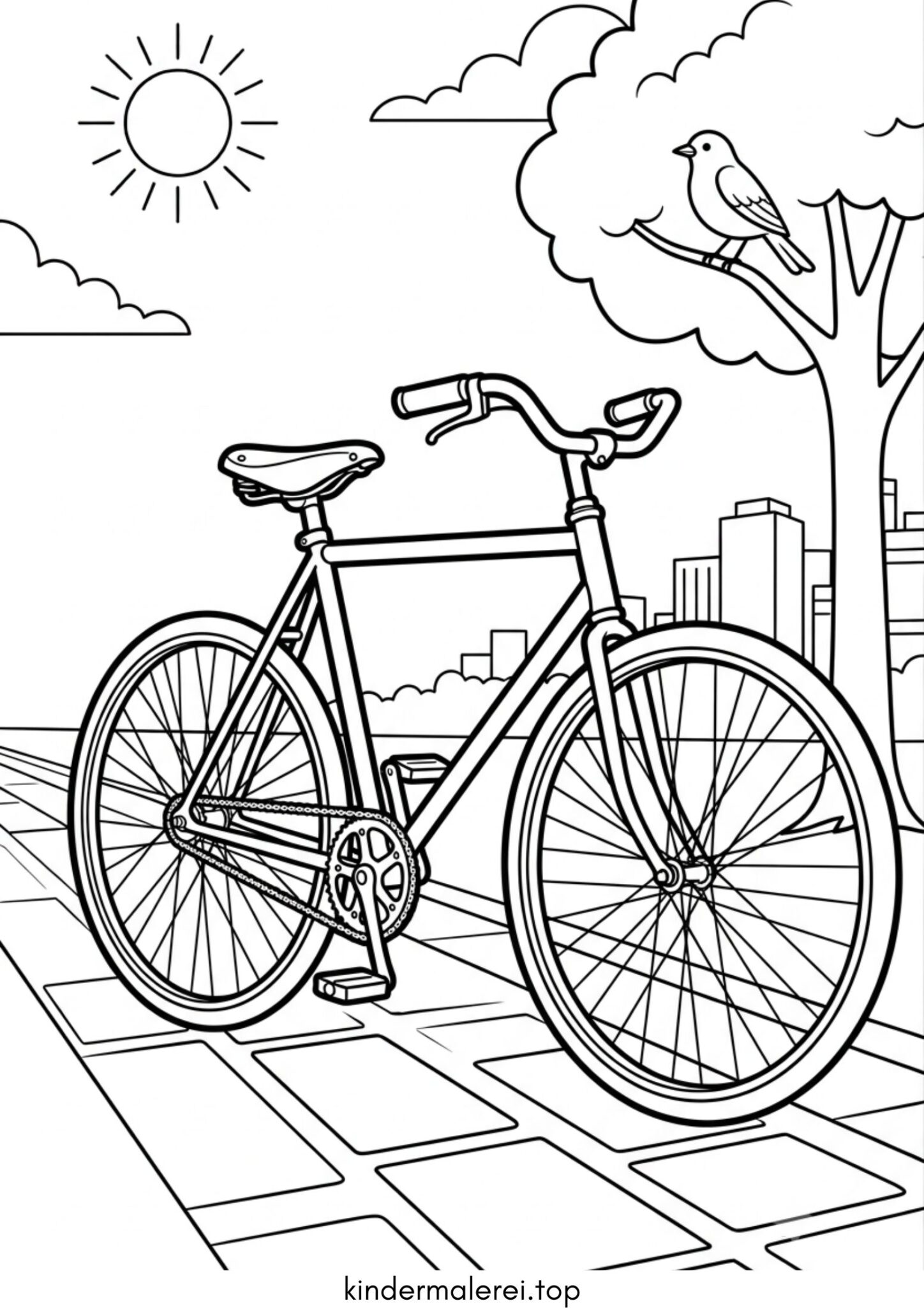 Ausmalbild zum Ausdrucken Fahrrad (Bike)