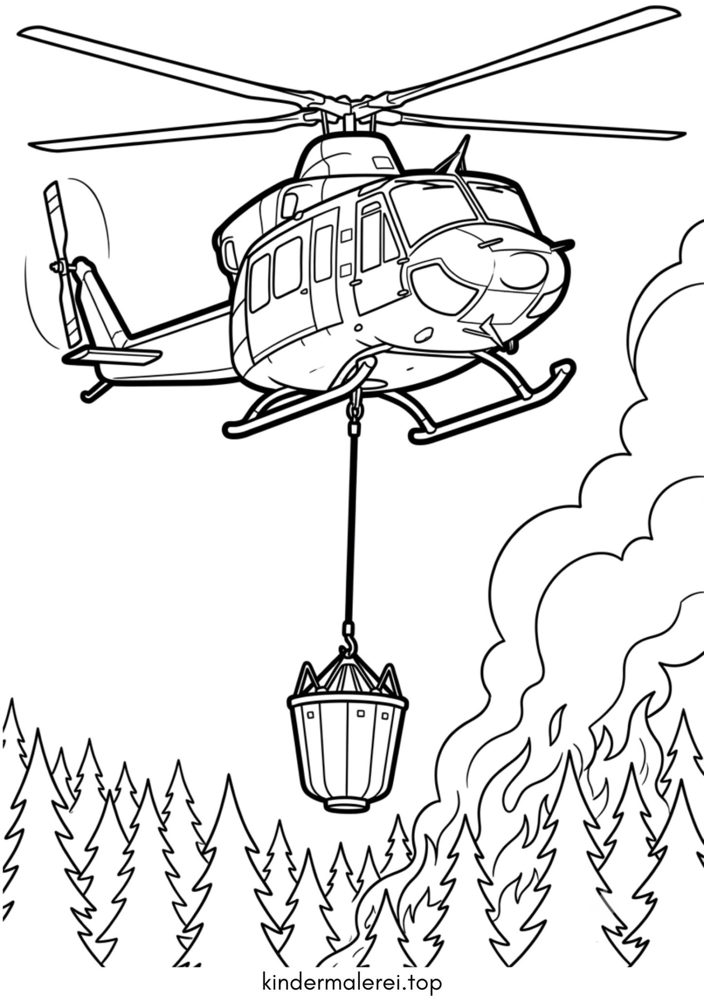 Ausmalbild zum Ausdrucken Feuerwehrhubschrauber (Löschhubschrauber)