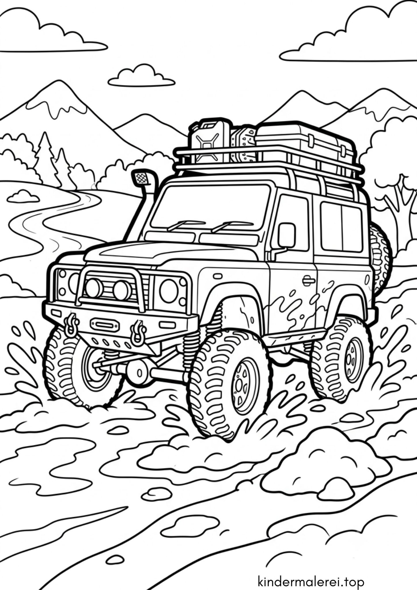 Ausmalbild zum Ausdrucken Geländewagen (Offroad-Auto)