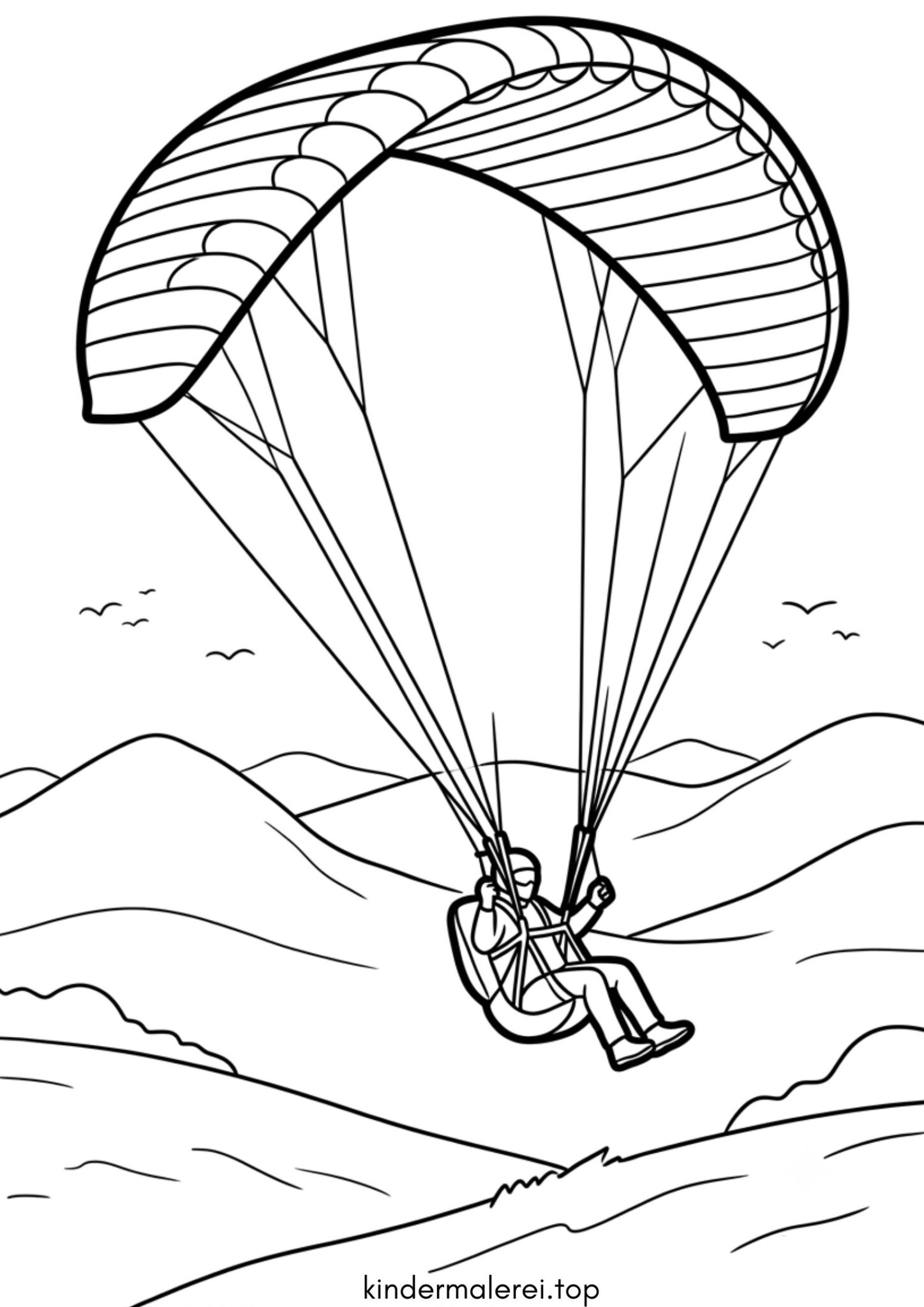 Ausmalbild zum Ausdrucken Gleitschirm / Paraglider