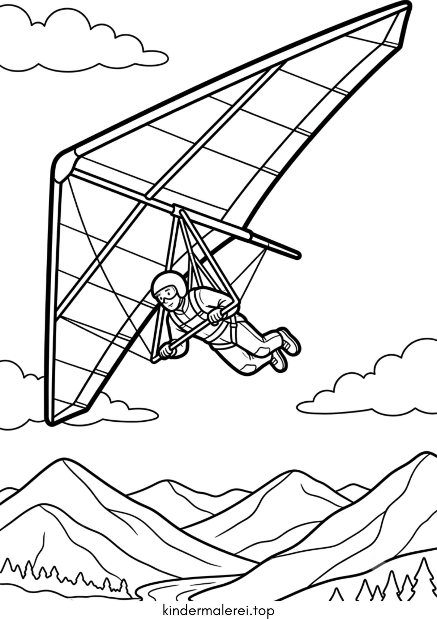 Ausmalbild zum Ausdrucken Hängegleiter / Drachenflieger