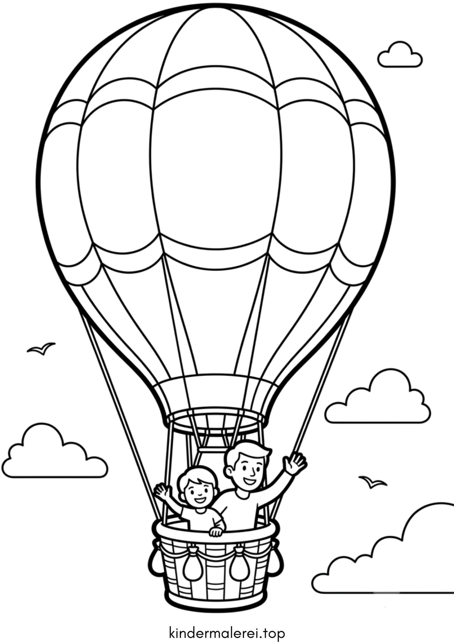 Ausmalbild zum Ausdrucken Heißluftballon