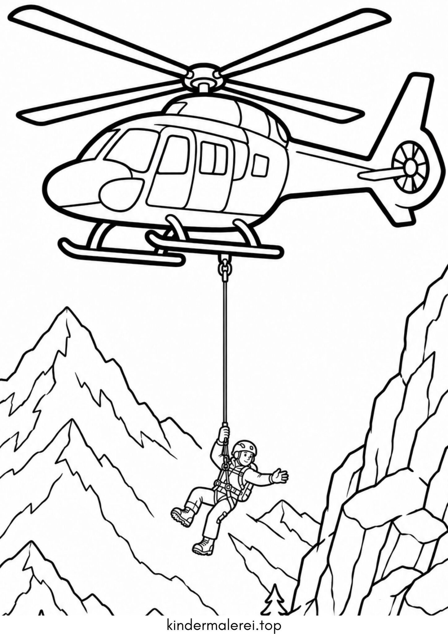 Ausmalbild zum Ausdrucken Hubschrauber im Einsatz