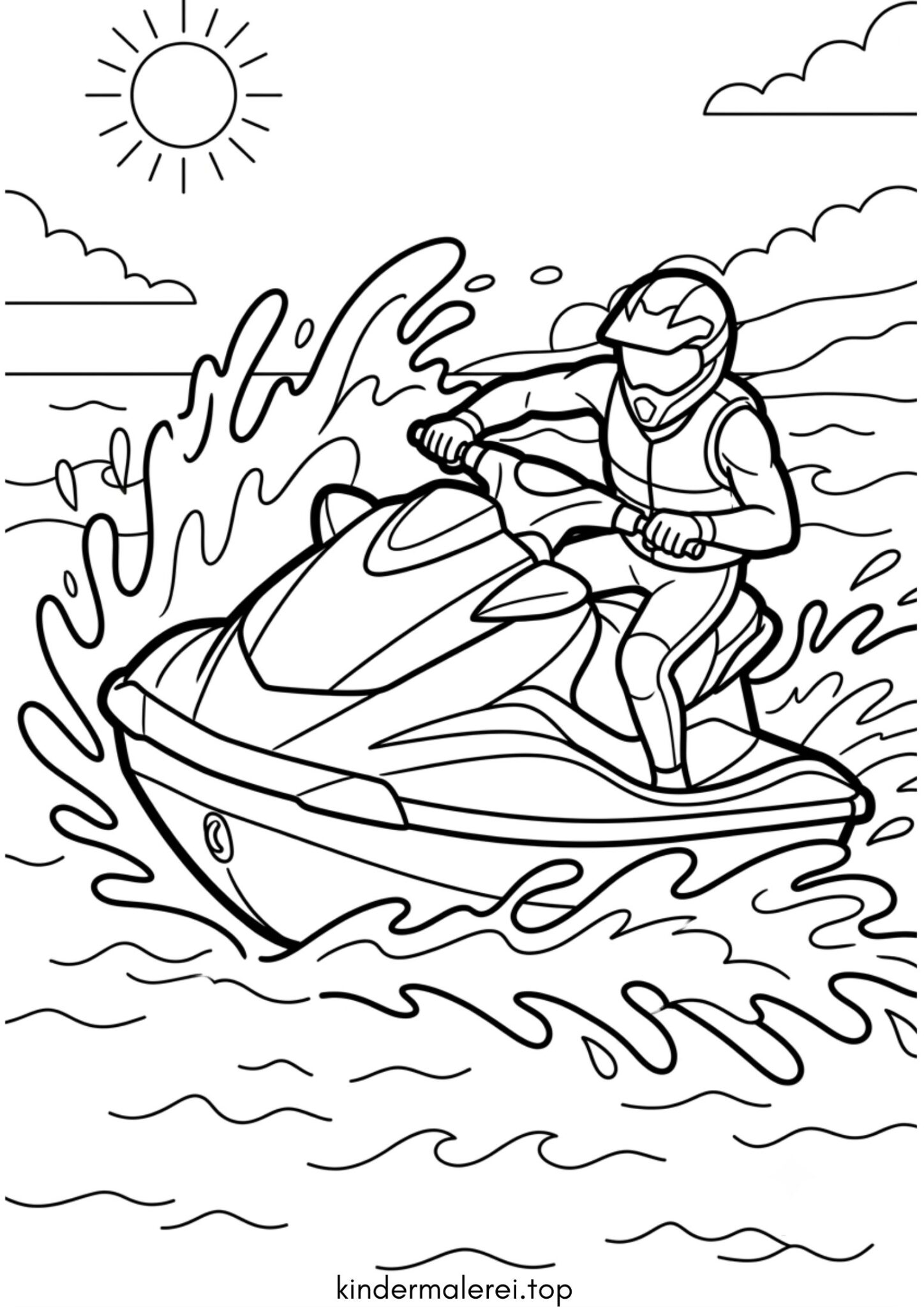 Ausmalbild zum Ausdrucken Jetski (Wassermotorrad)