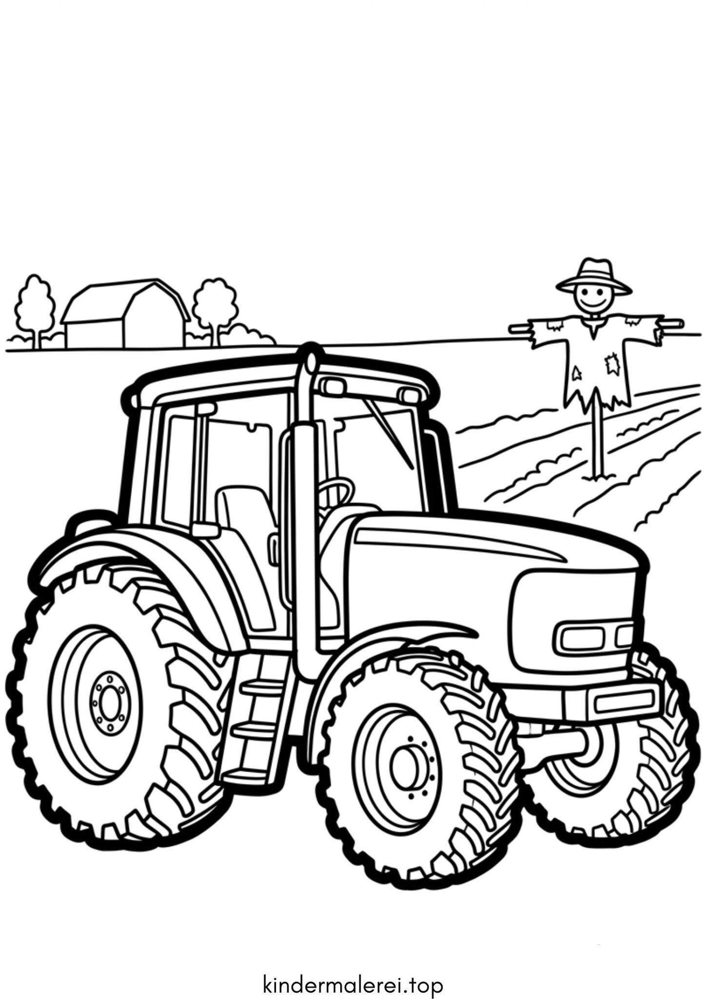 Ausmalbild zum Ausdrucken John Deere Traktor