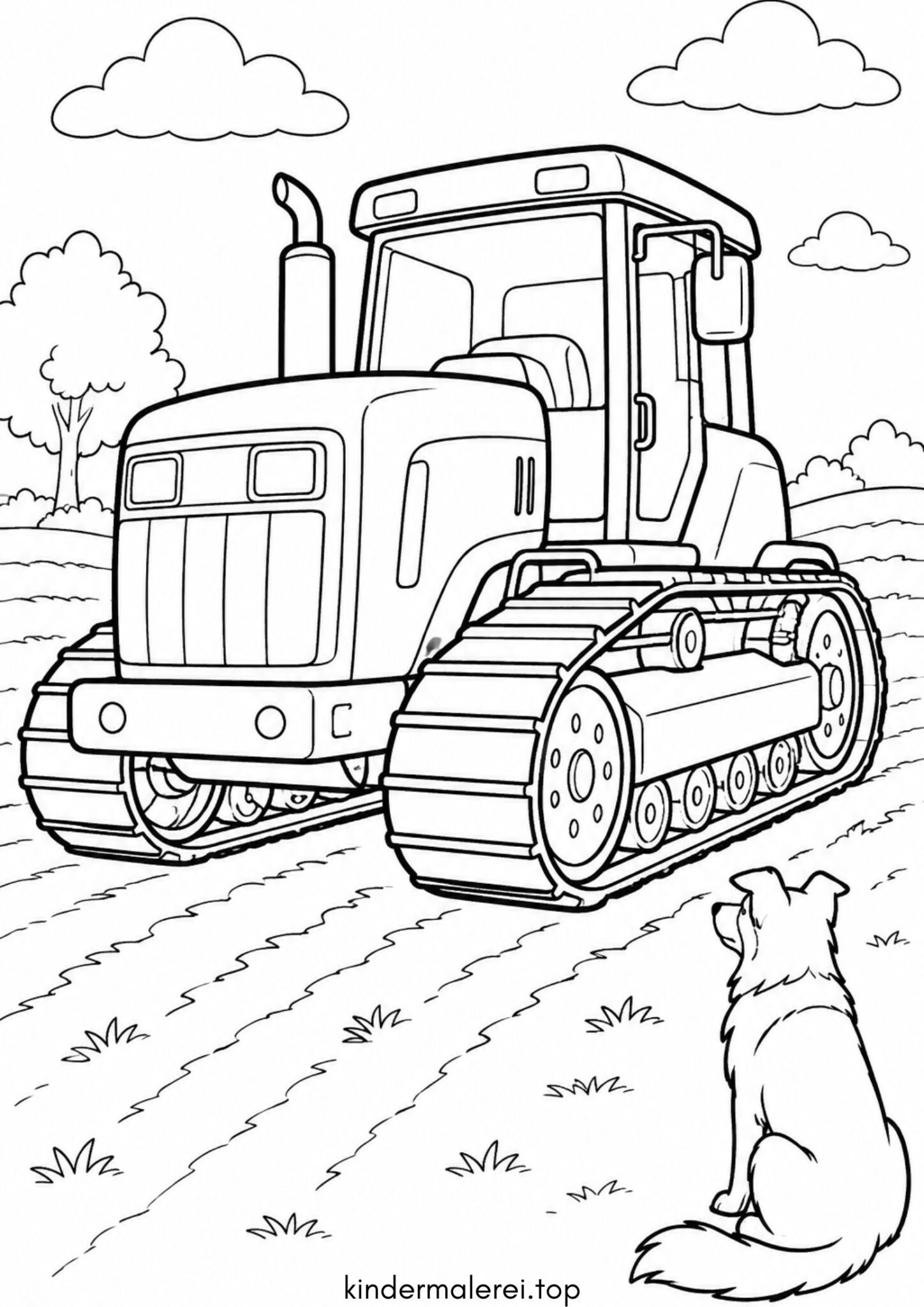 Ausmalbild zum Ausdrucken Kettentraktor (Raupentraktor)