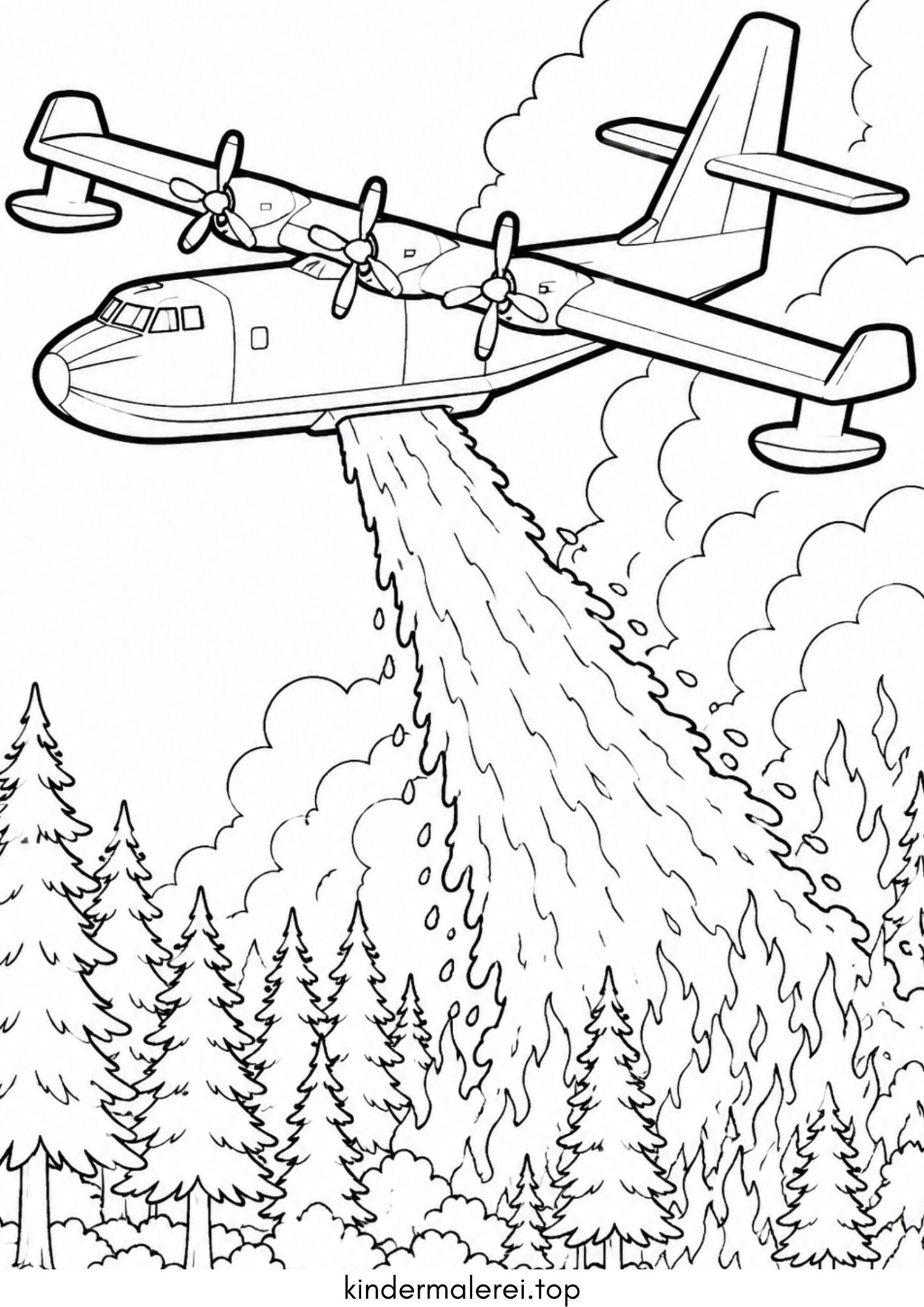 Ausmalbild zum Ausdrucken Löschflugzeug (Wasserbomber)