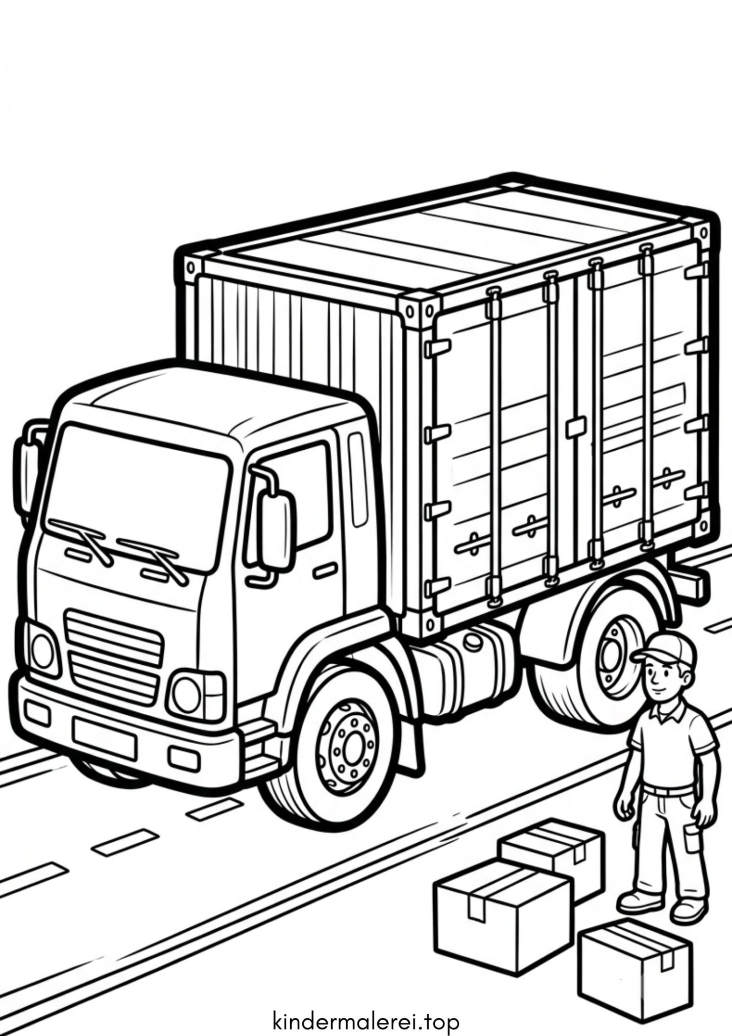 Ausmalbild zum Ausdrucken LKW (Lastwagen)