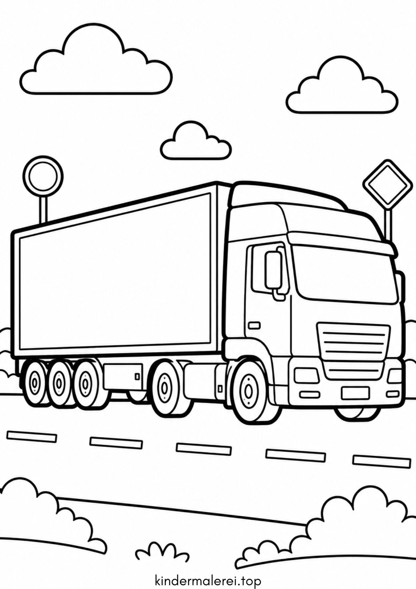 Ausmalbild zum Ausdrucken LKW (Lastwagen)