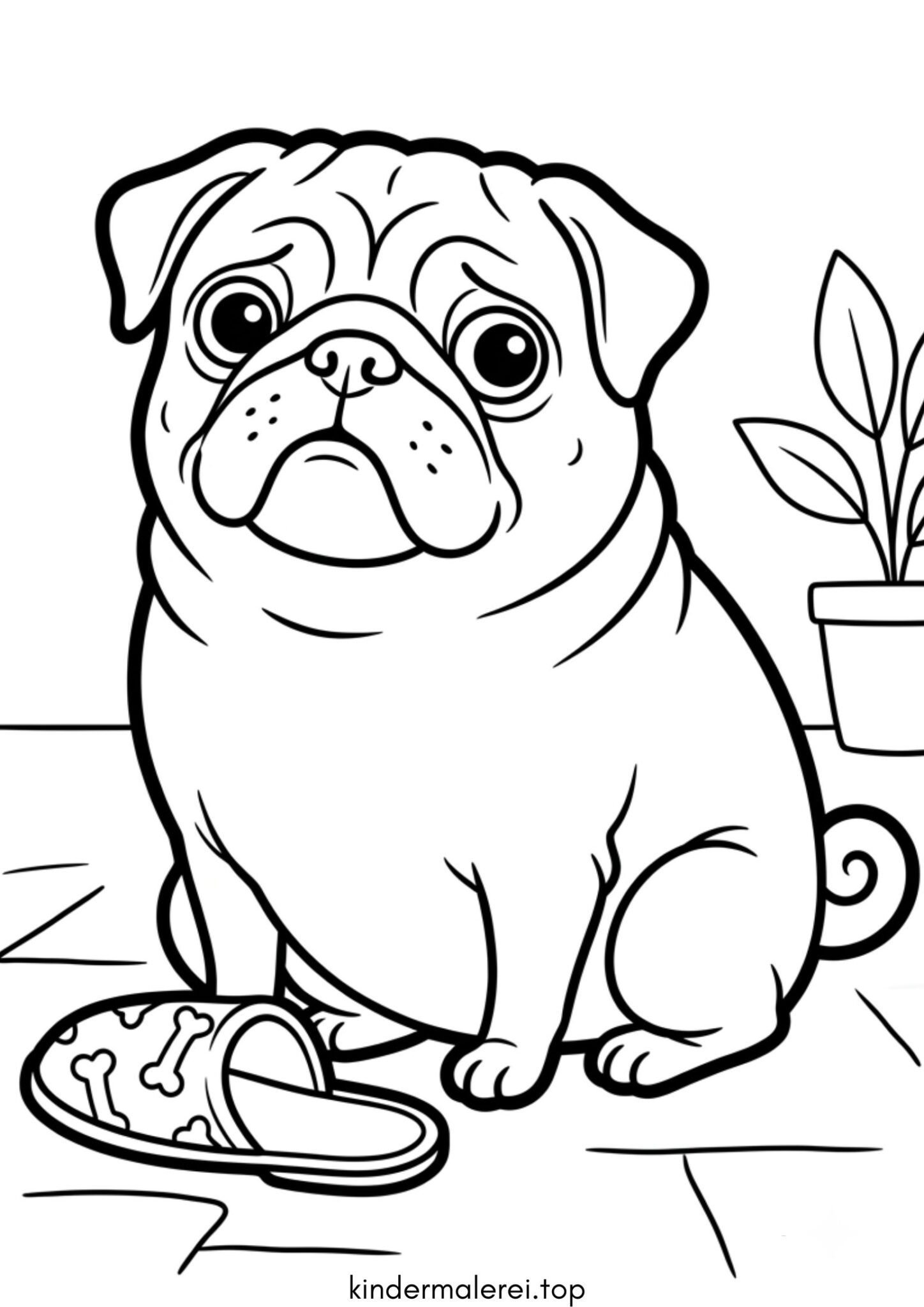 Ausmalbild zum Ausdrucken Mops