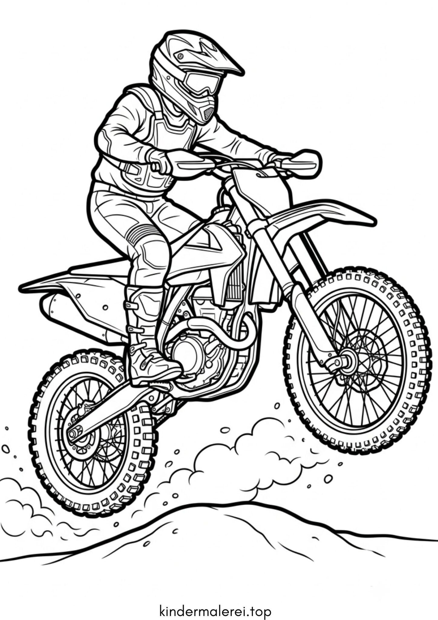 Ausmalbild zum Ausdrucken Motocross-Motorrad (Crossbike)