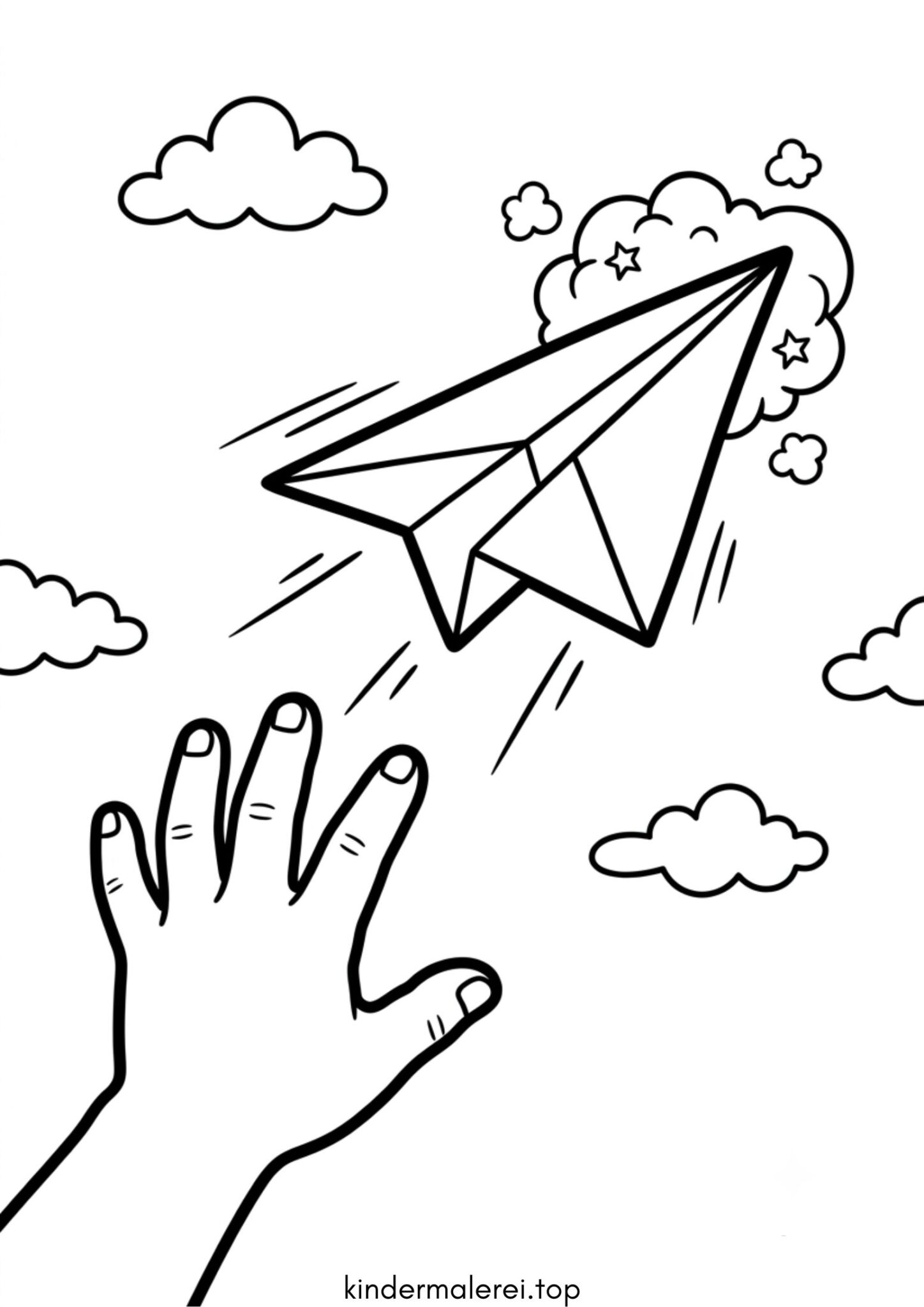 Ausmalbild zum Ausdrucken Papierflieger