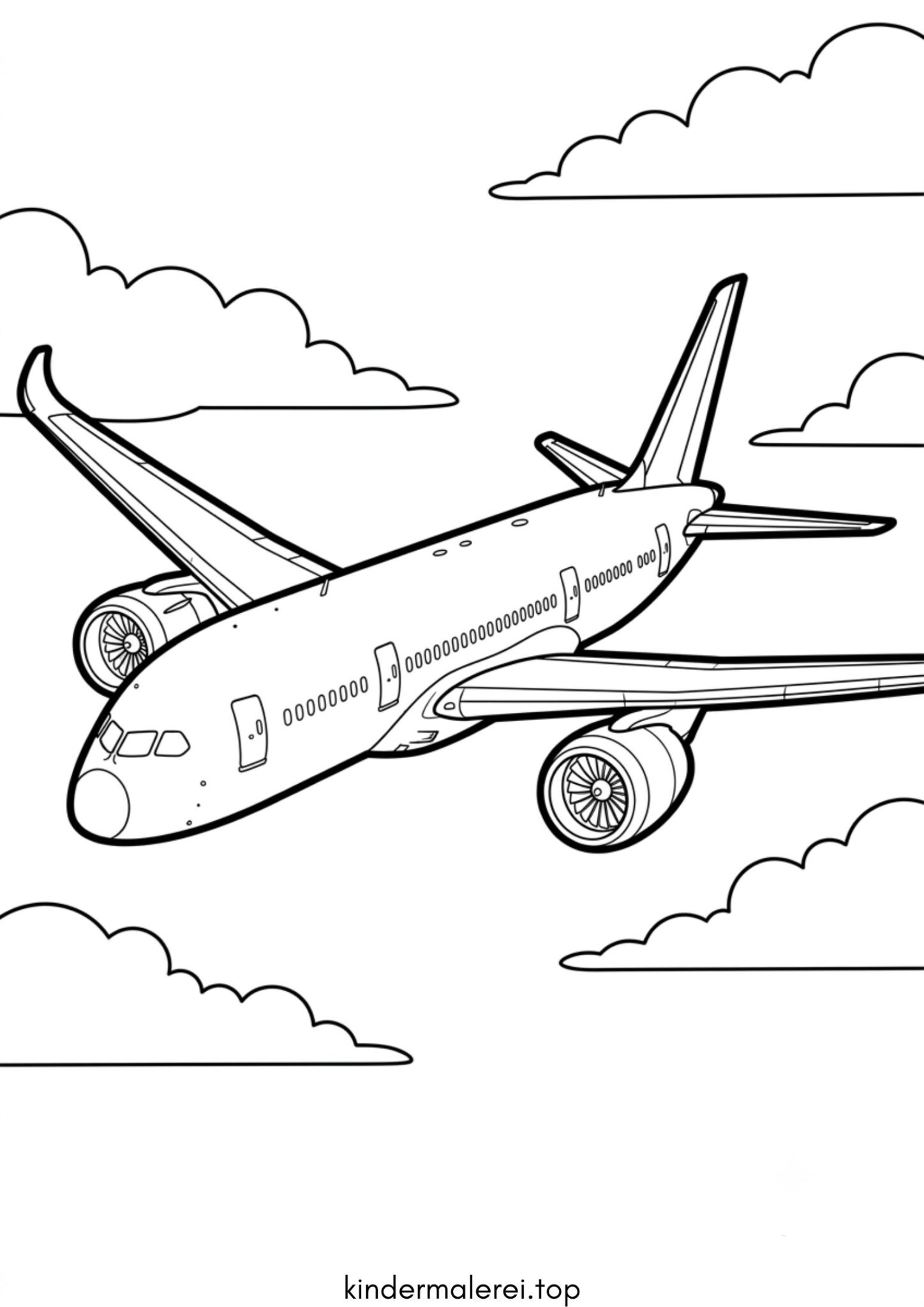 Ausmalbild zum Ausdrucken Passagierflugzeug (Verkehrsflugzeug)