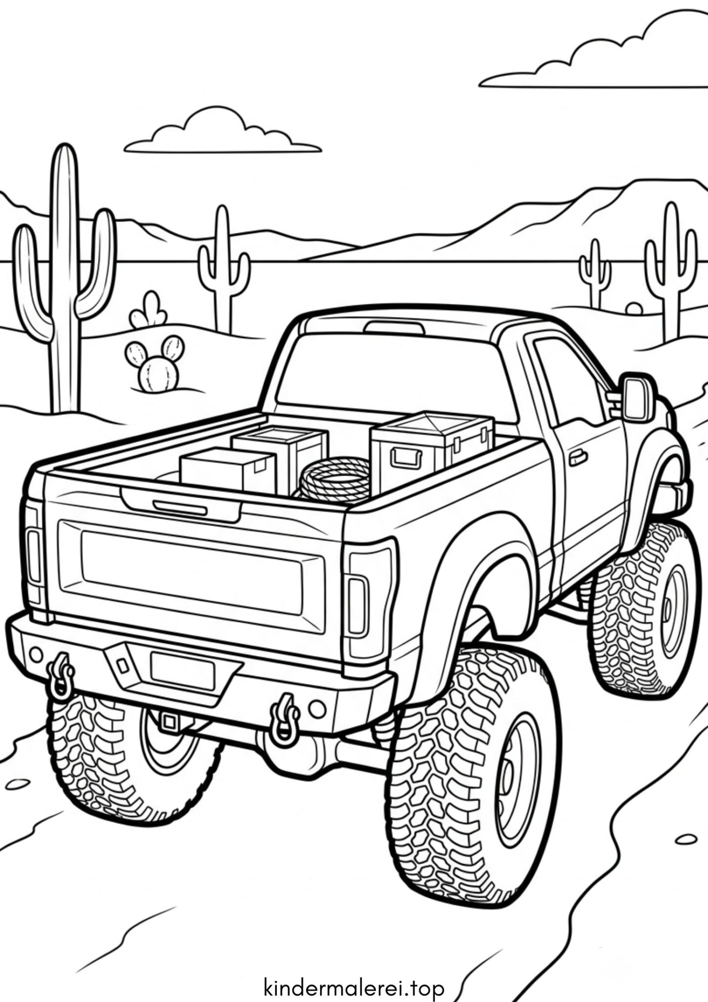 Ausmalbild zum Ausdrucken Pickup-Truck
