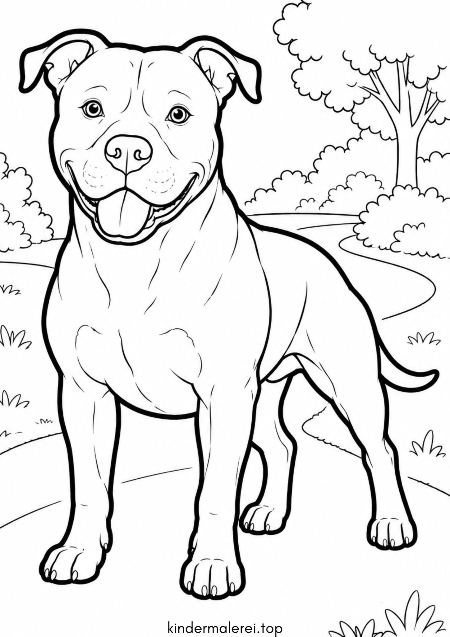 Ausmalbild zum Ausdrucken Pitbull