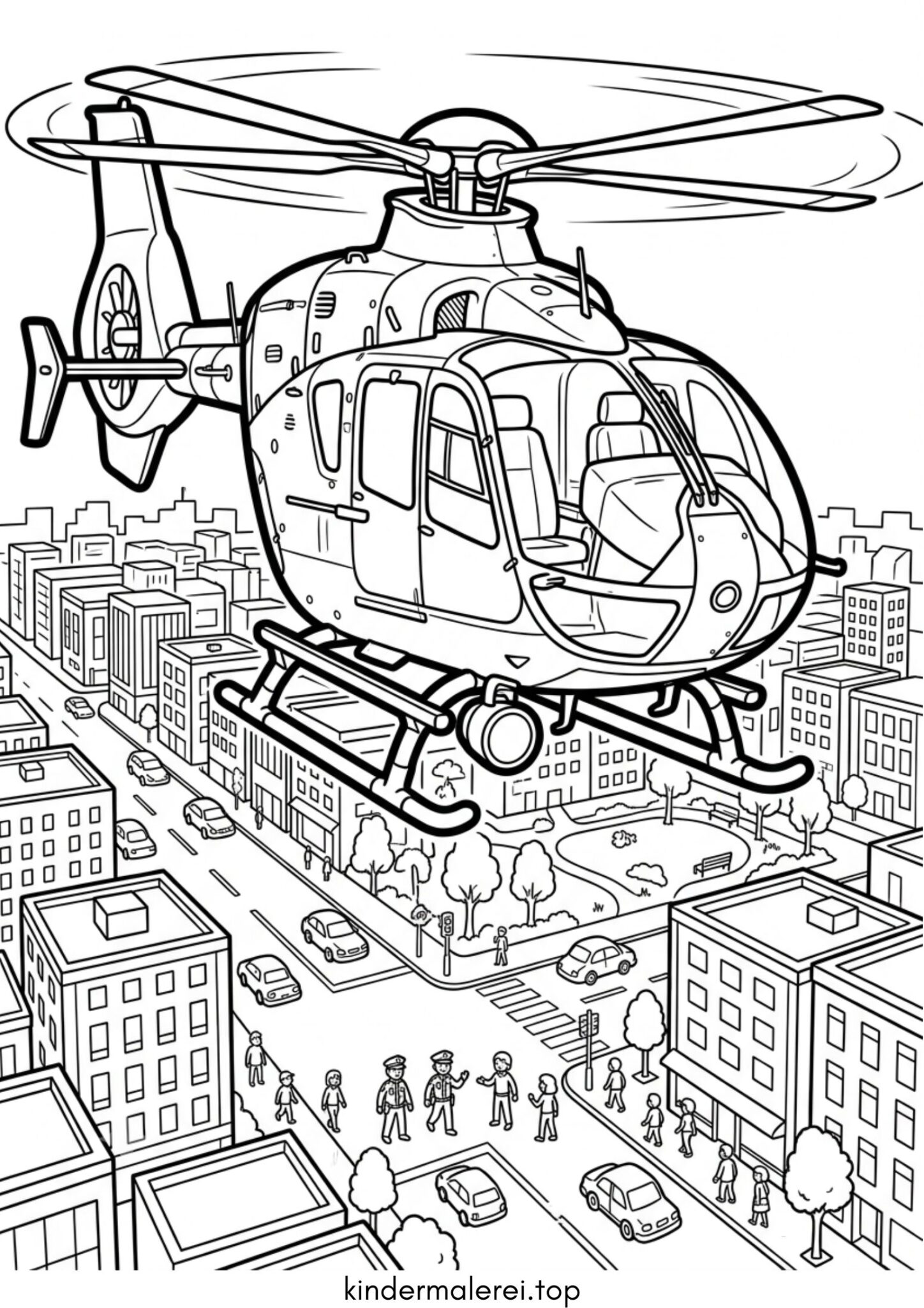 Ausmalbild zum Ausdrucken Polizeihubschrauber