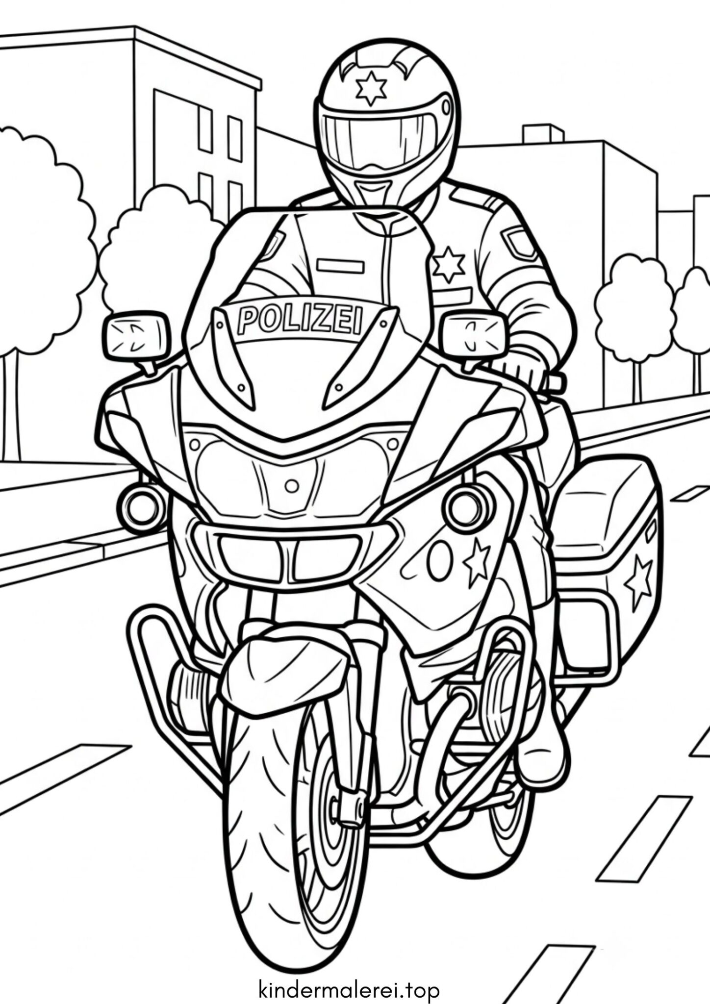 Ausmalbild zum Ausdrucken Polizeimotorrad