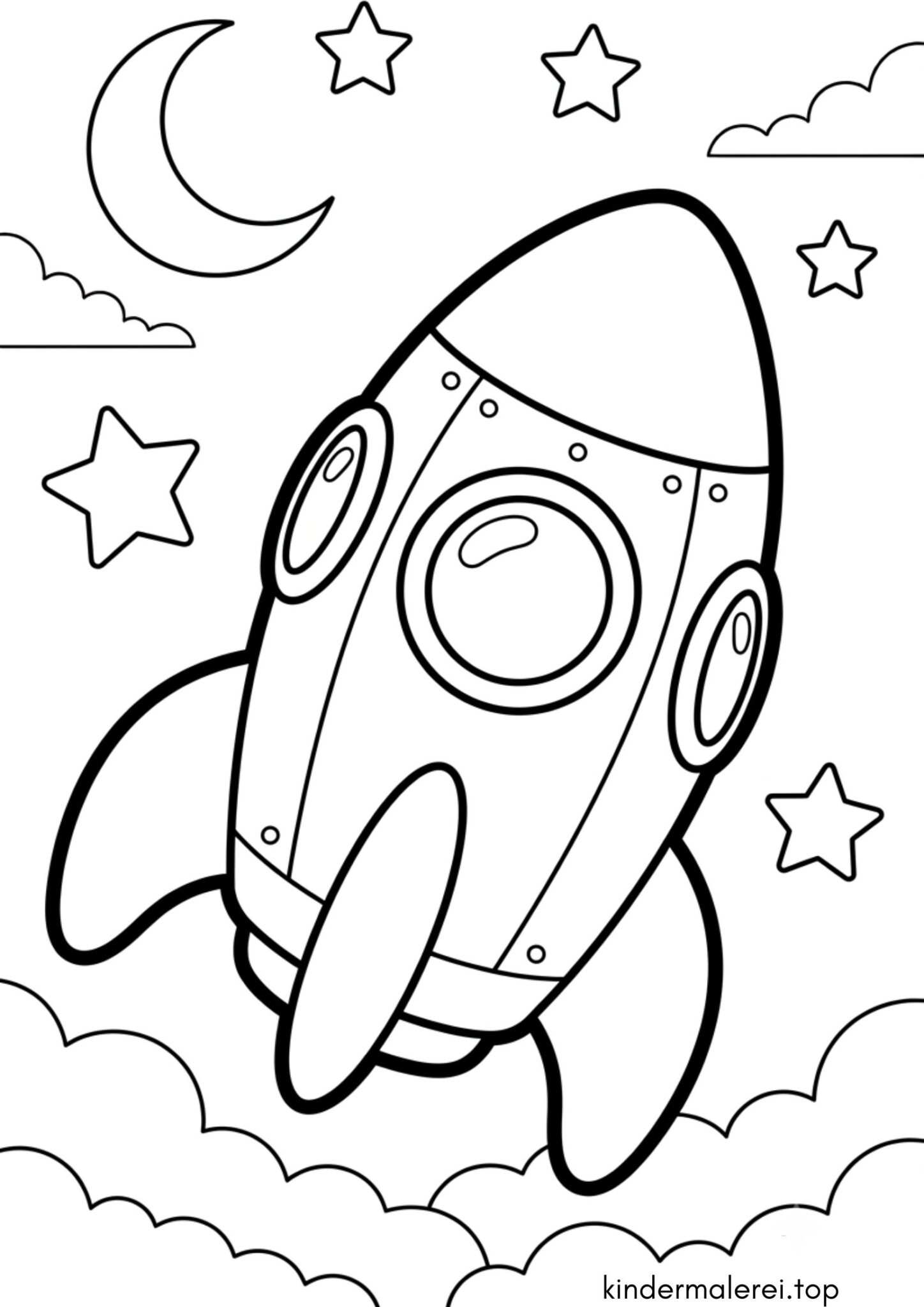 Ausmalbild zum Ausdrucken Rakete für Kleinkinder
