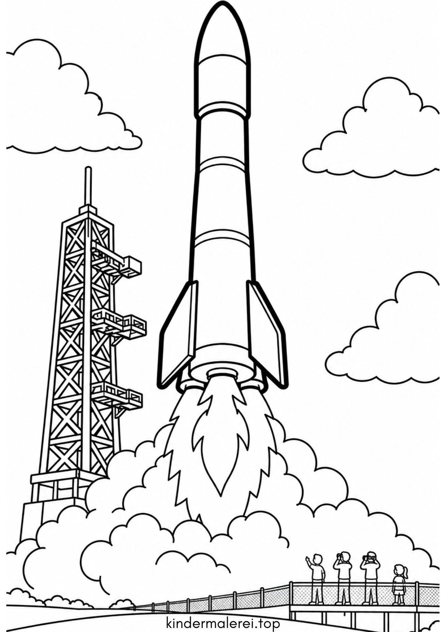 Ausmalbild zum Ausdrucken Raketenstart
