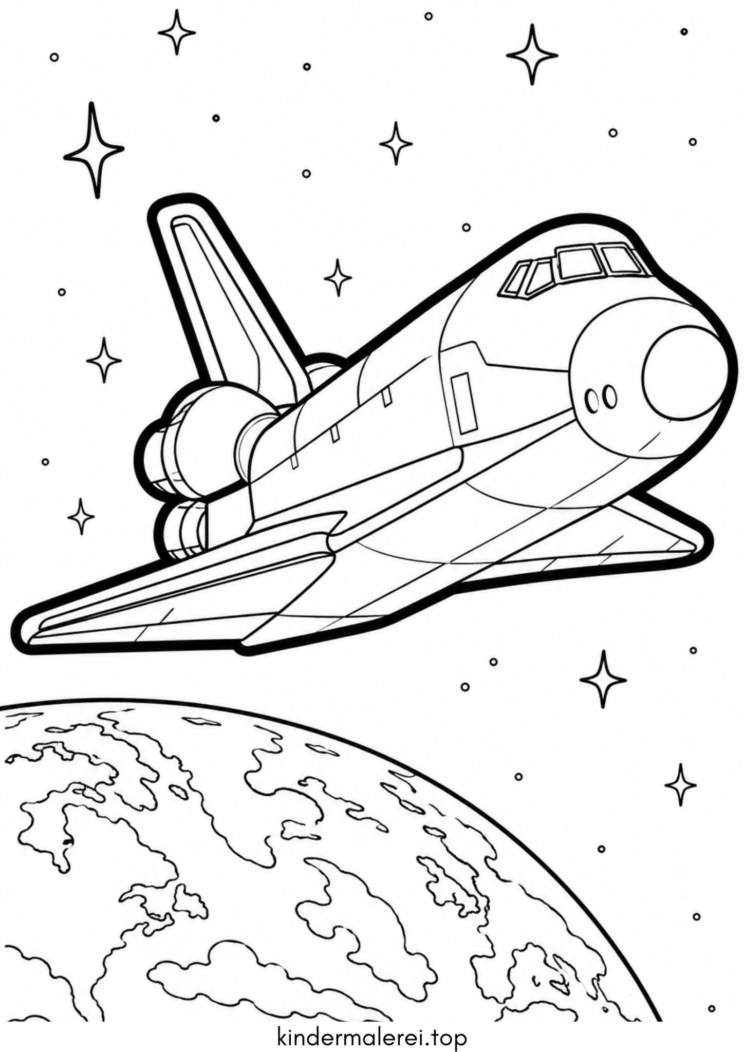 Ausmalbild zum Ausdrucken Space Shuttle / Raumfähre
